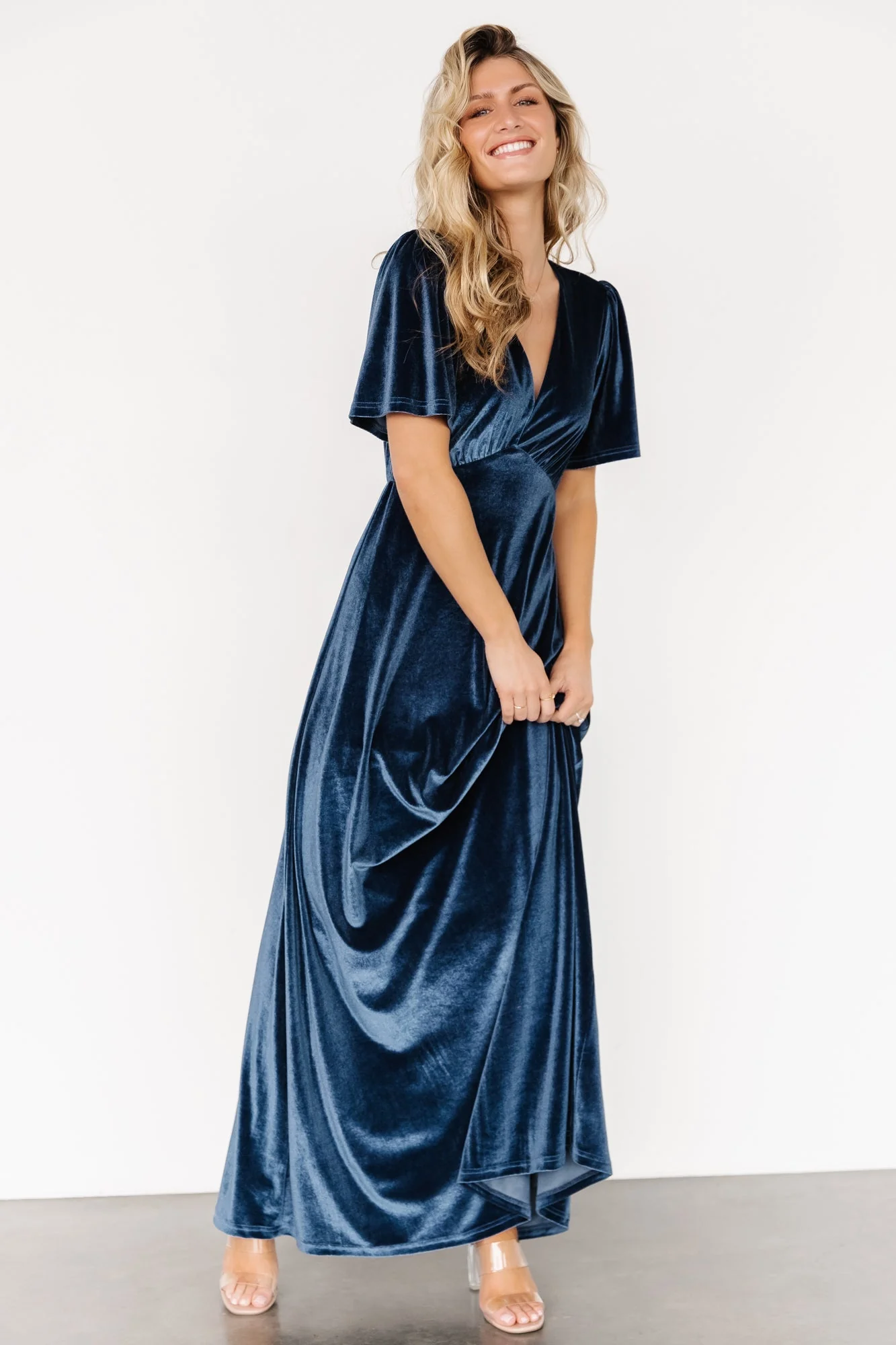 Vivian Velvet Maxi Dress | Blue - Jamouz