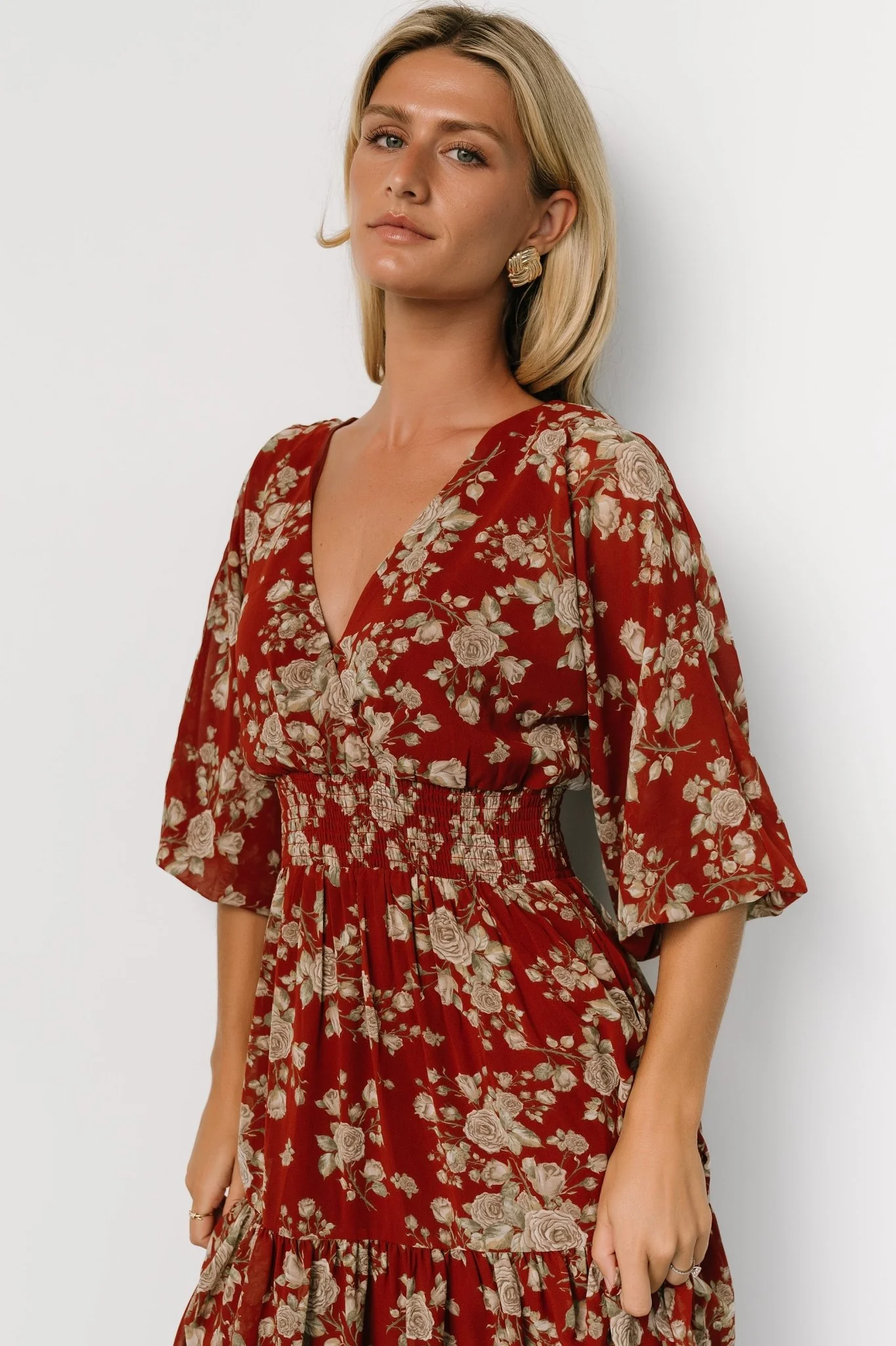 Coventry Tiered Midi Dress | Rust Floral - Jamouz