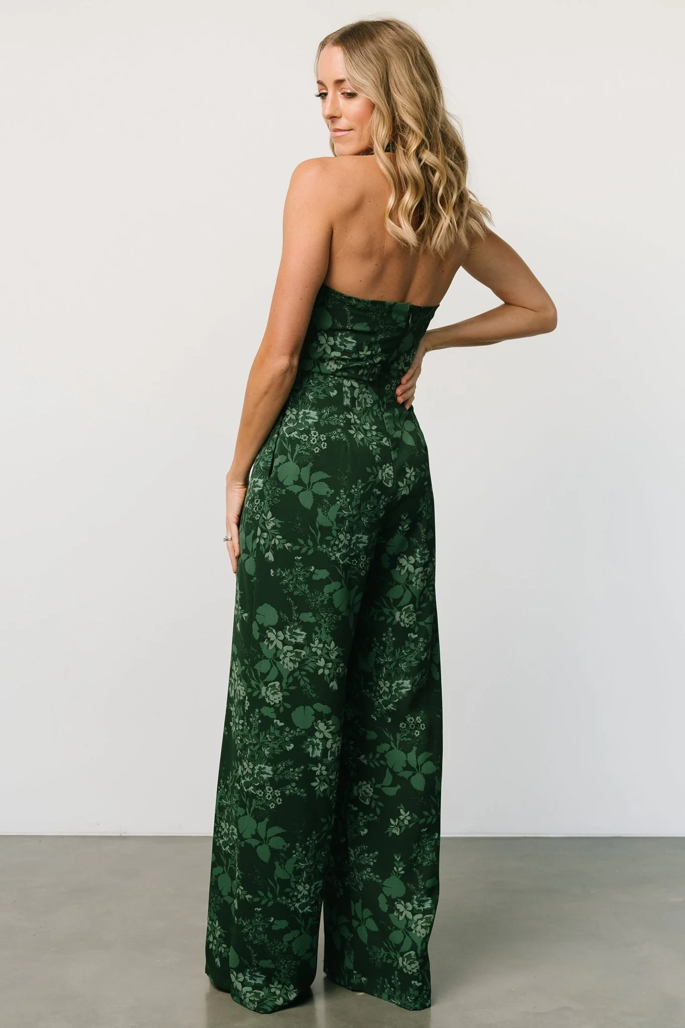 Freya Halter Jumpsuit | Emerald Floral - Jamouz