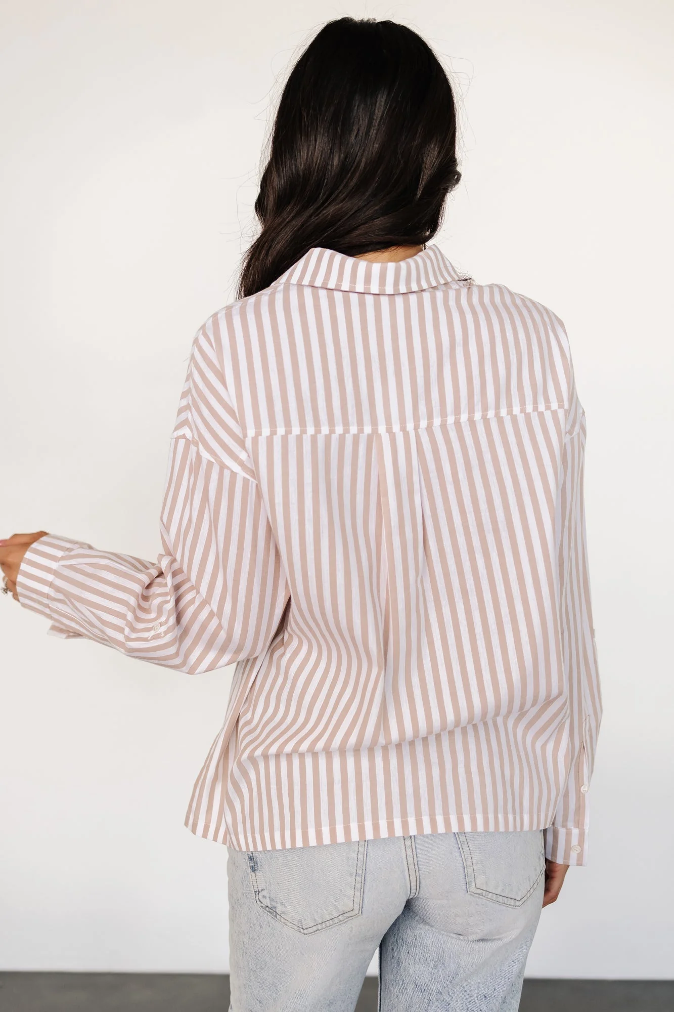 Shasta Button Up Top | Beige Stripe - Jamouz