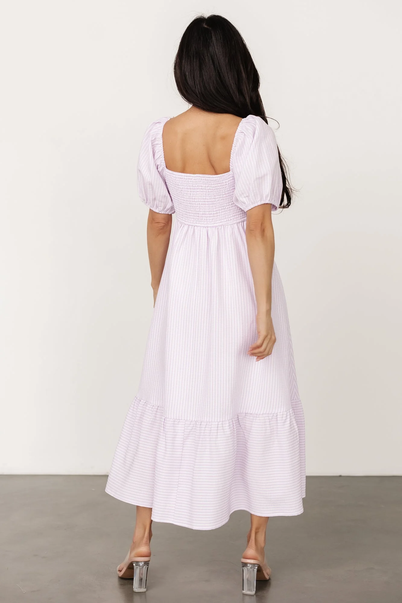 Poppy Midi Dress | Lavender + Off White - Jamouz