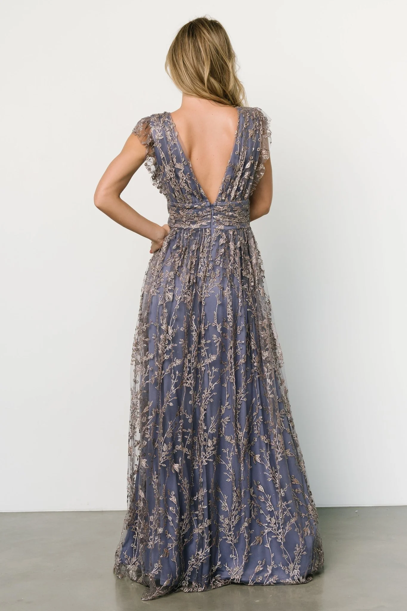 Arlene Shimmer Gown | Blue + Gold - Jamouz