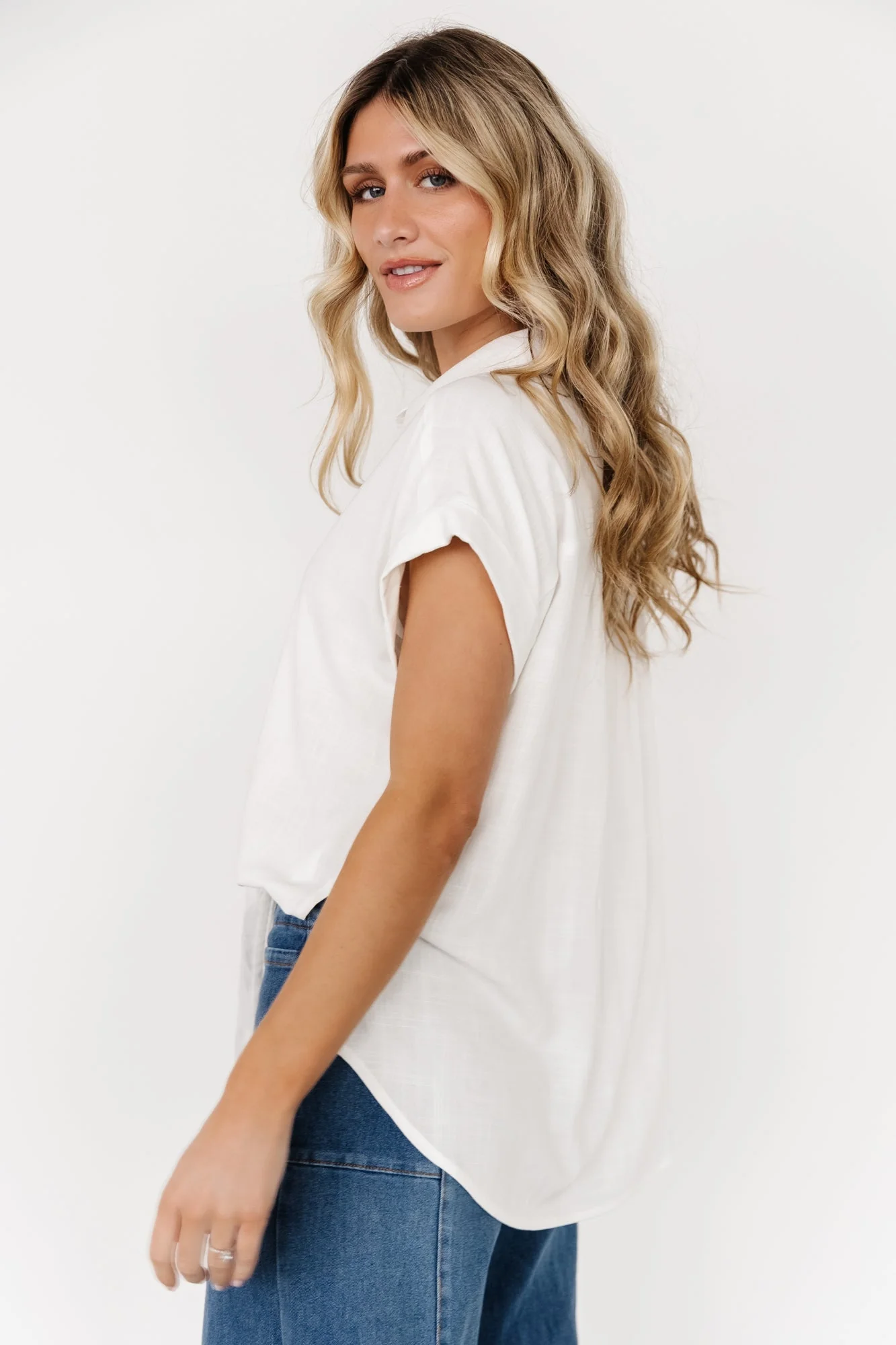 Clarke Button Up Top | Off White - Jamouz