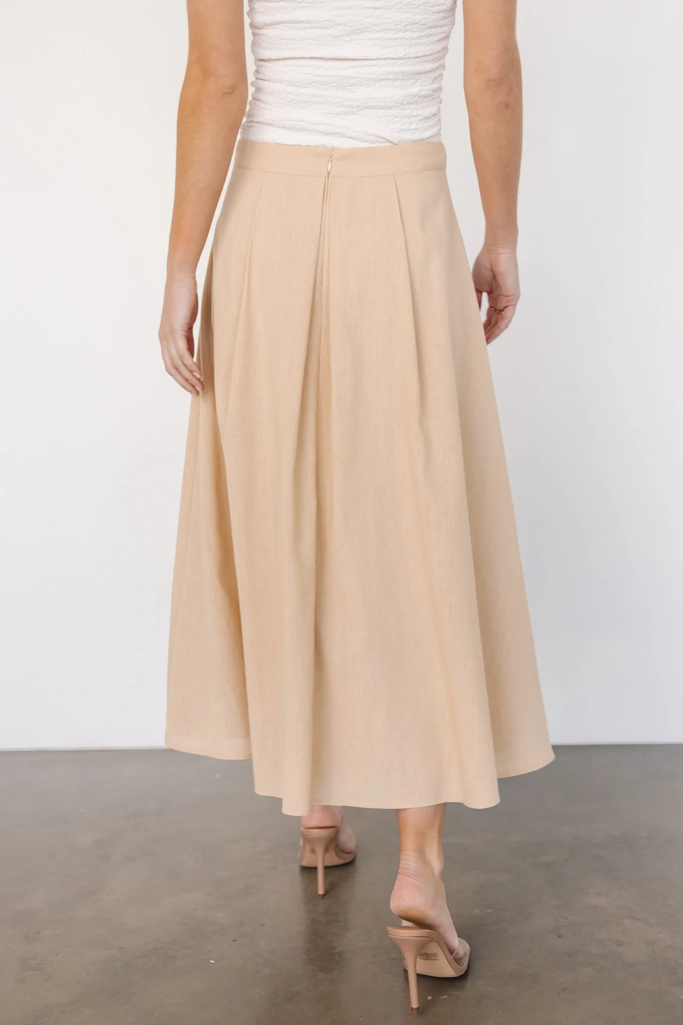 Katie Pleated Midi Skirt | Natural - Jamouz