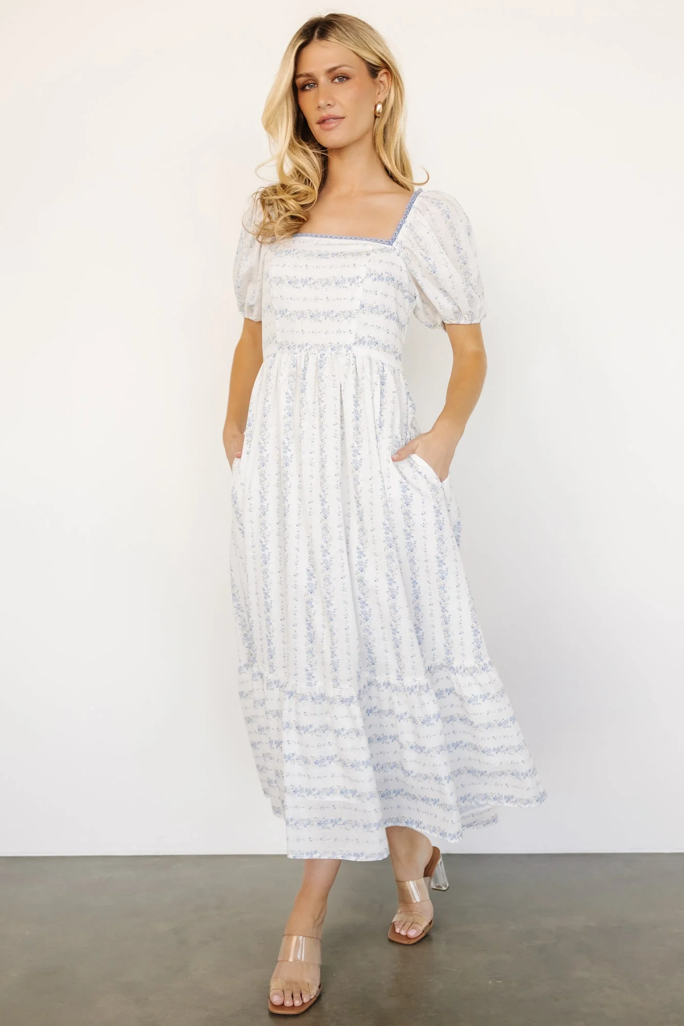 Martine Puff Sleeve Dress | Ivory Multi Floral - Jamouz