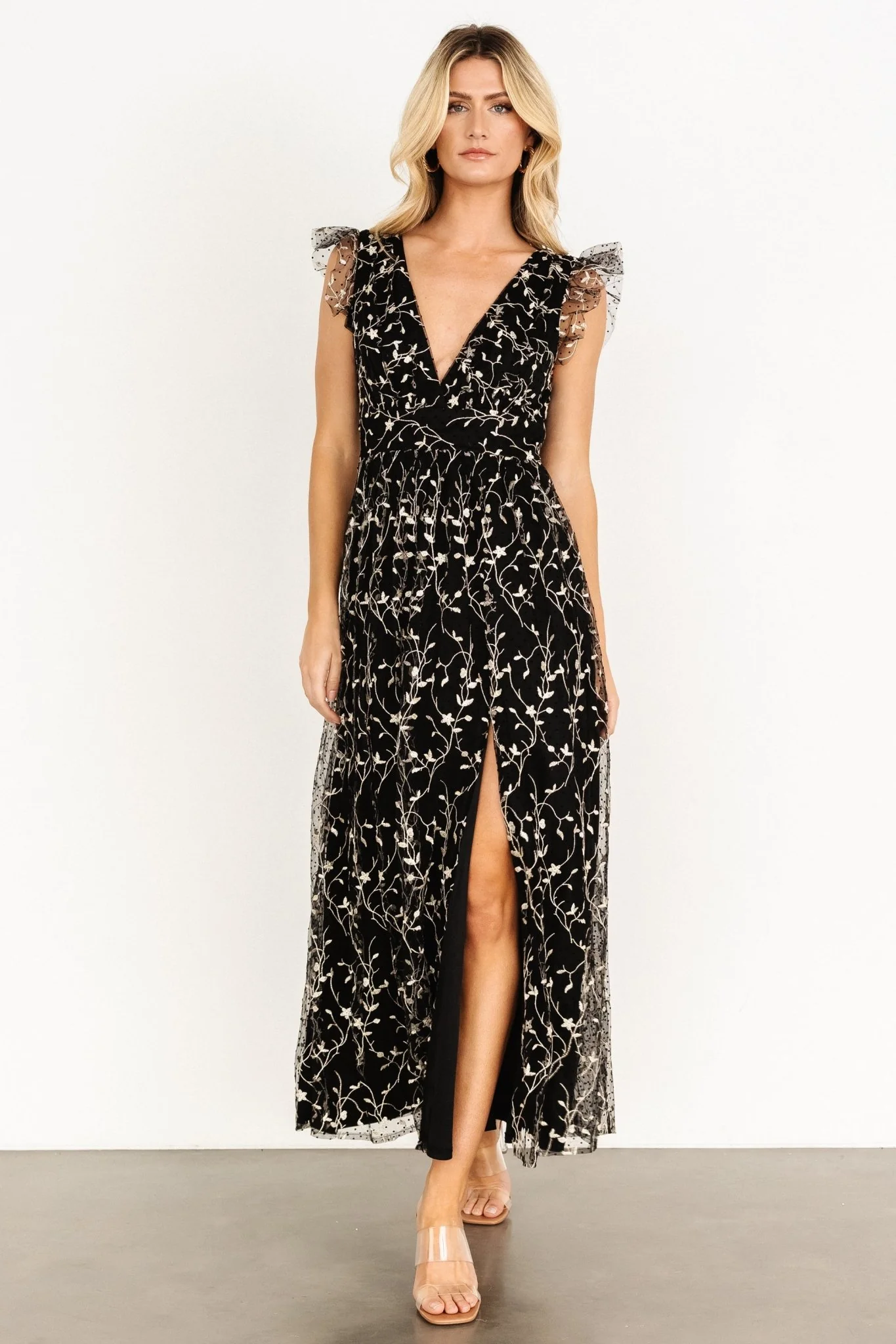 Orza Embroidered Maxi Dress | Black - Jamouz