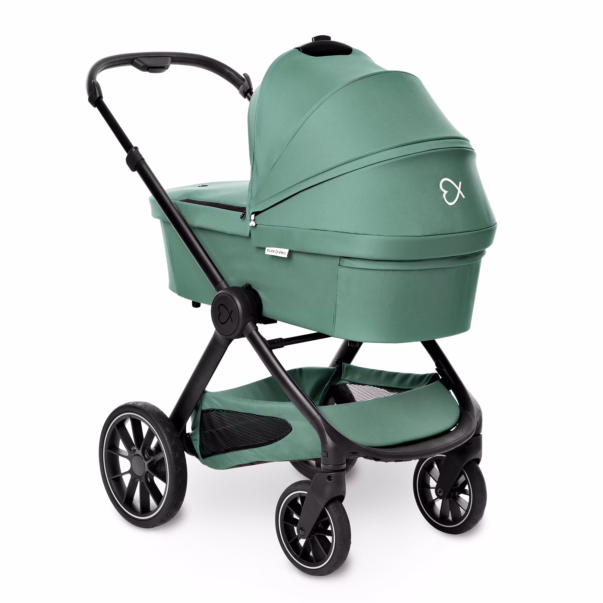 Set ELSA & EMIL Kinderwagen Krokodilgrün mit Organizer - Jamouz