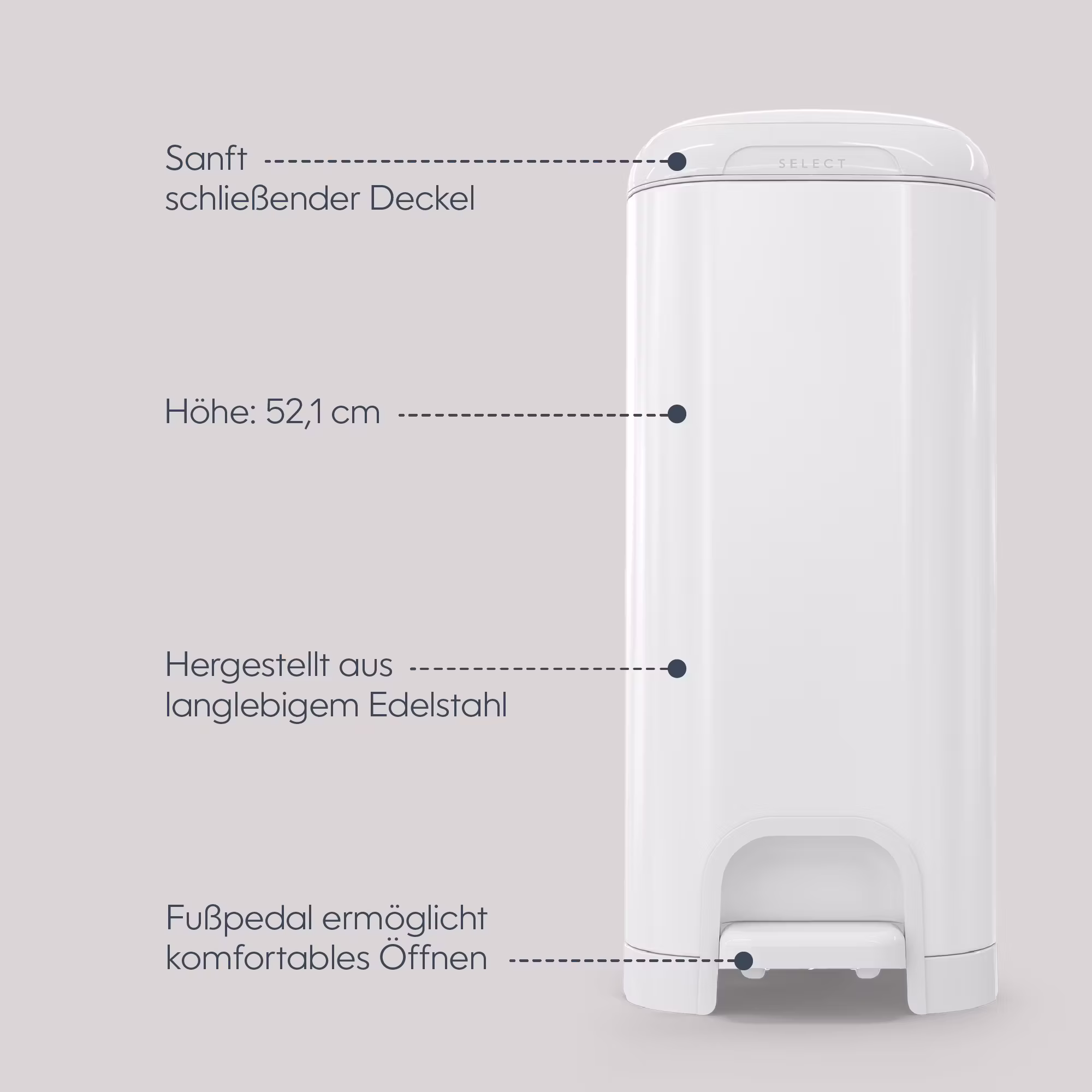 Diaper Genie Windeleimer Select Lilly White - Jamouz