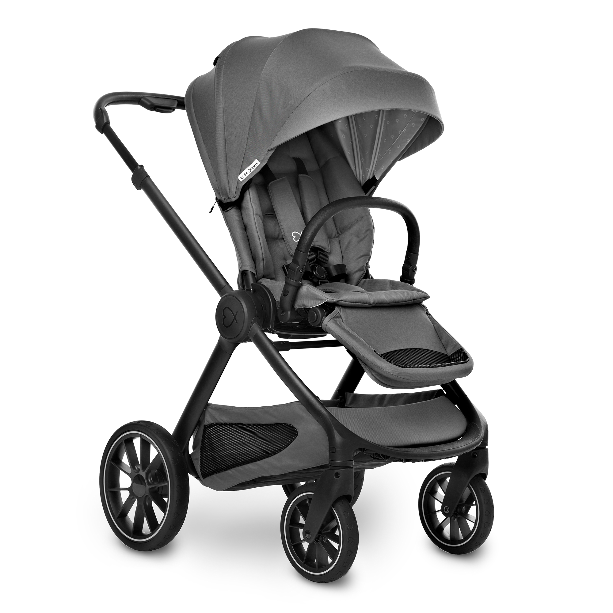 Set ELSA & EMIL Kinderwagen Elefantengrau mit Henkel-Rucksack - Jamouz