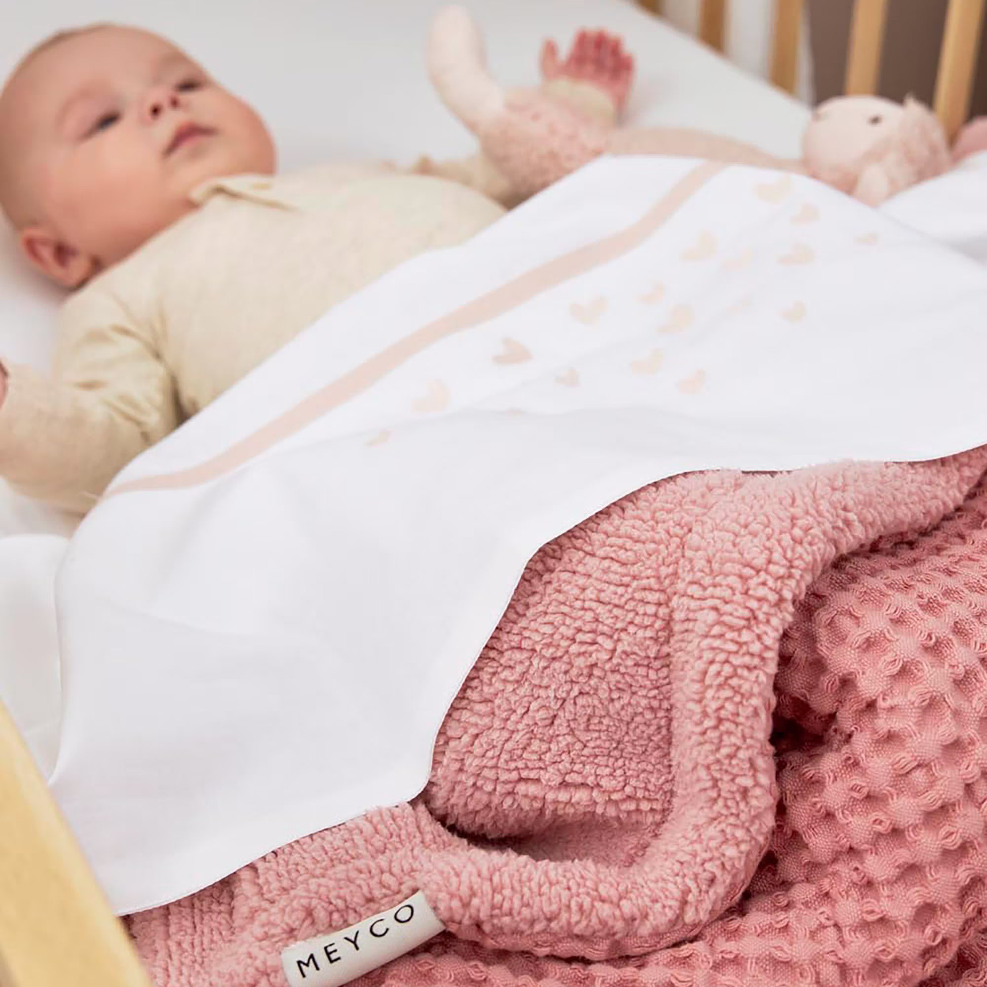 Babydecke Waffel Teddy Greige - Jamouz