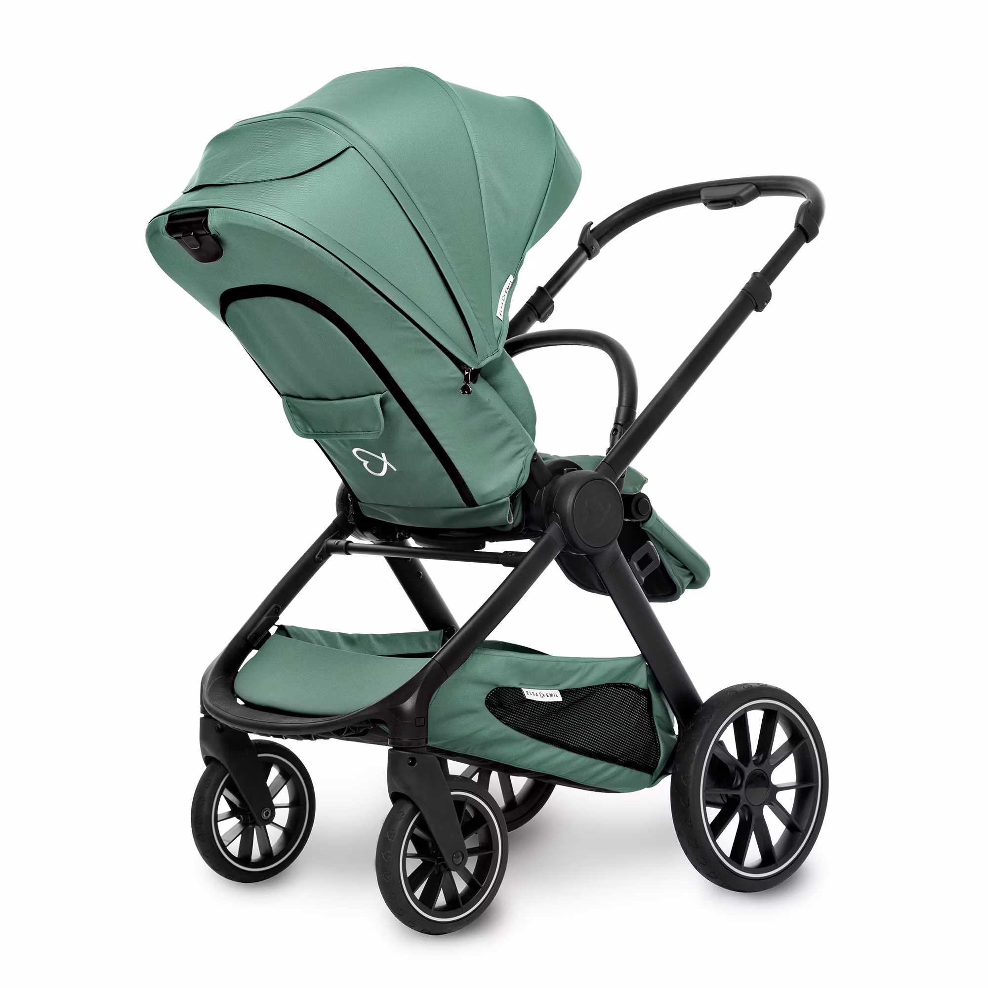 Set ELSA & EMIL Kinderwagen Krokodilgrün mit Organizer - Jamouz