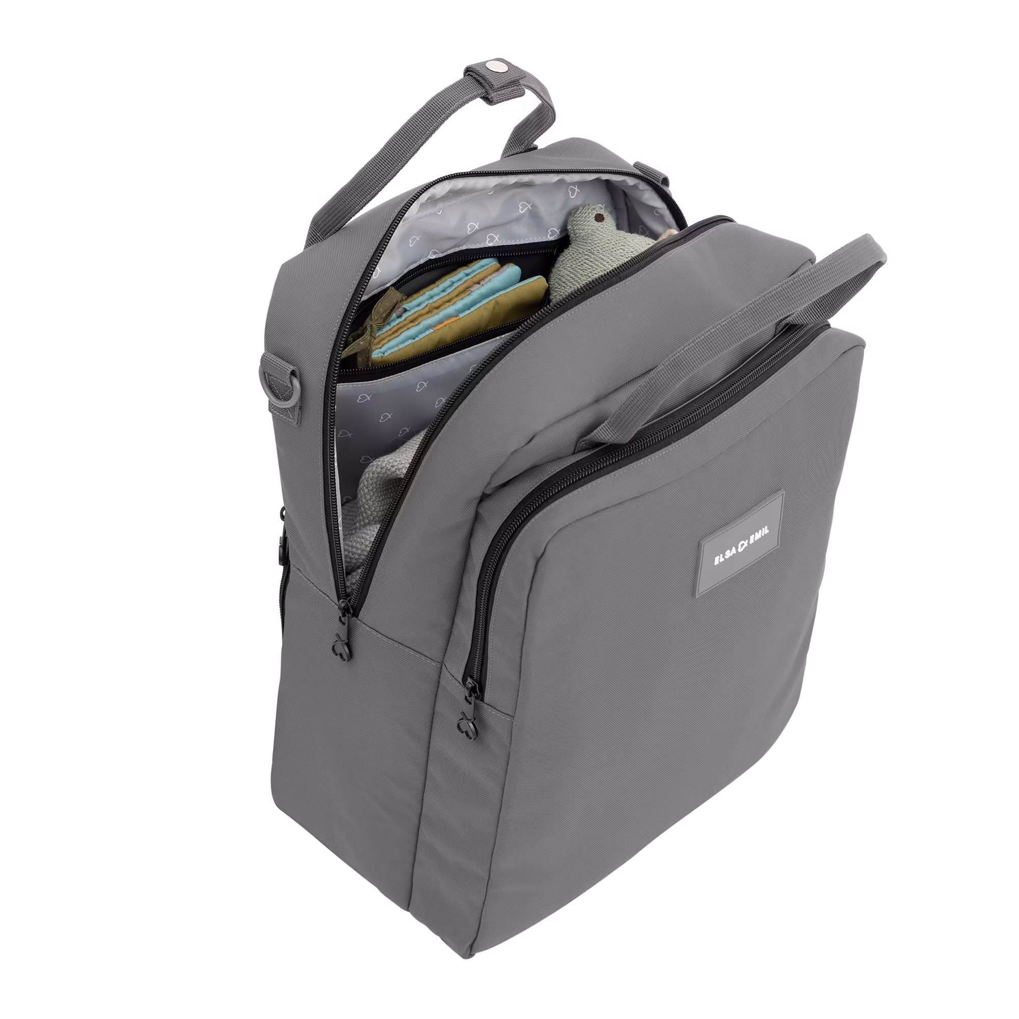 Set ELSA & EMIL Kinderwagen Elefantengrau mit Henkel-Rucksack - Jamouz