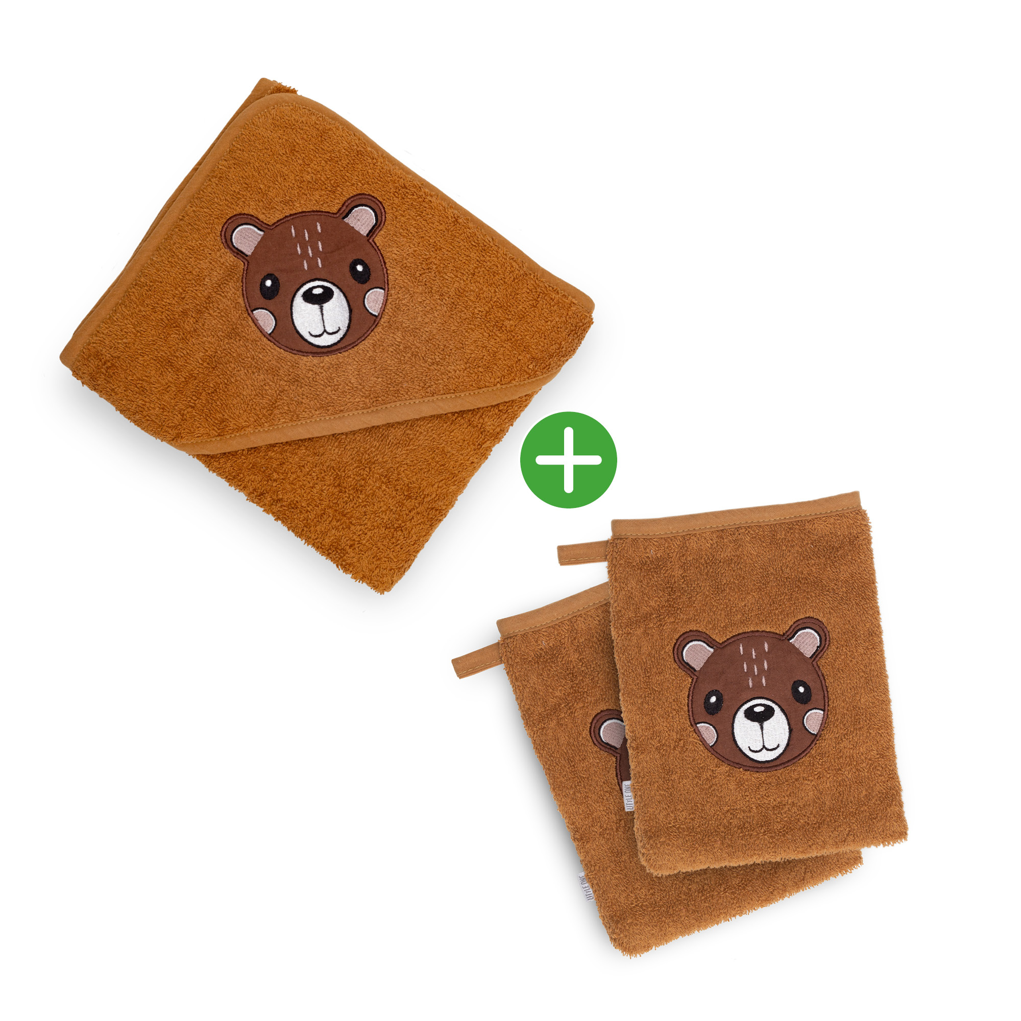 Set Waschhandschuhe mit Badetuch Bär - Jamouz
