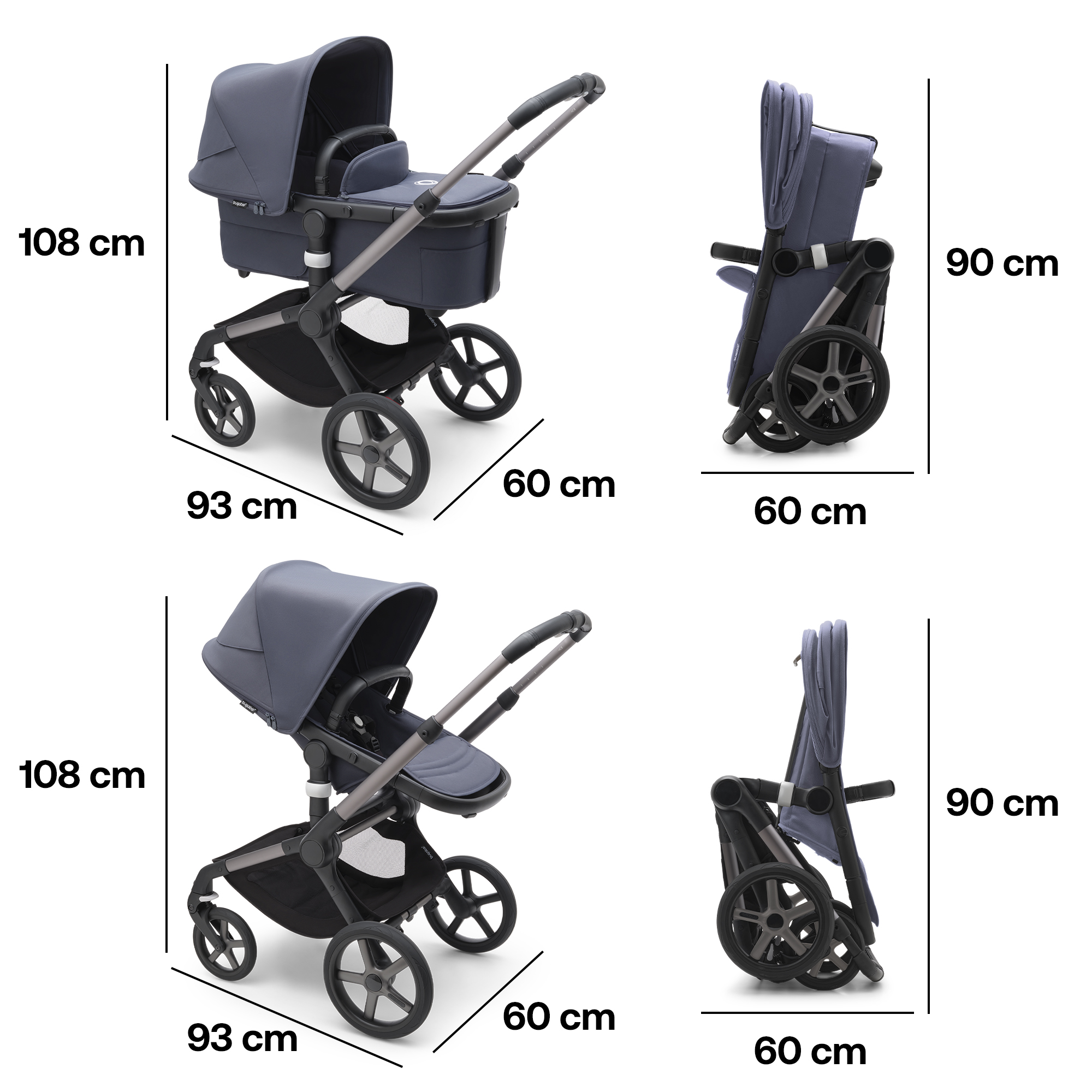 Fox 5 2-in-1 Komfort-Kinderwagen Schwarz/Forest Green - Jamouz