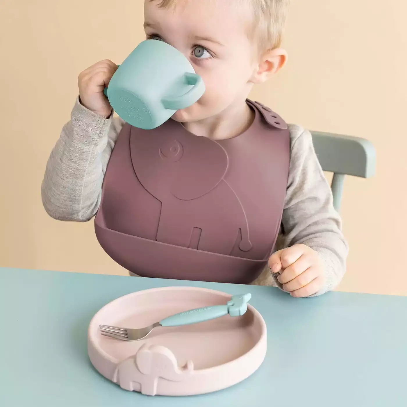 Silikon-Becher Peekaboo Croco Blau - Jamouz