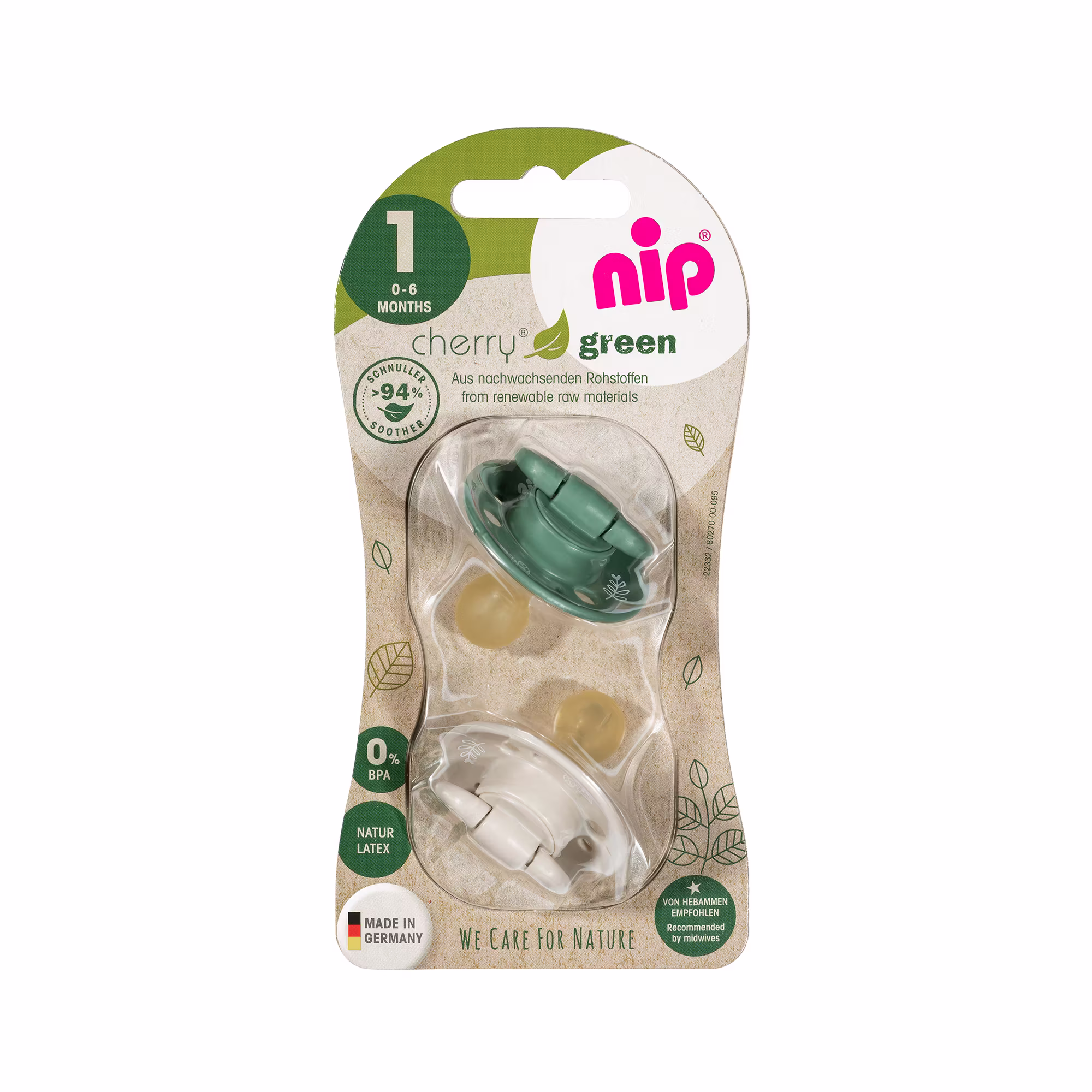 Beruhigungssauger Cherry Green 0-6 Monate - Jamouz