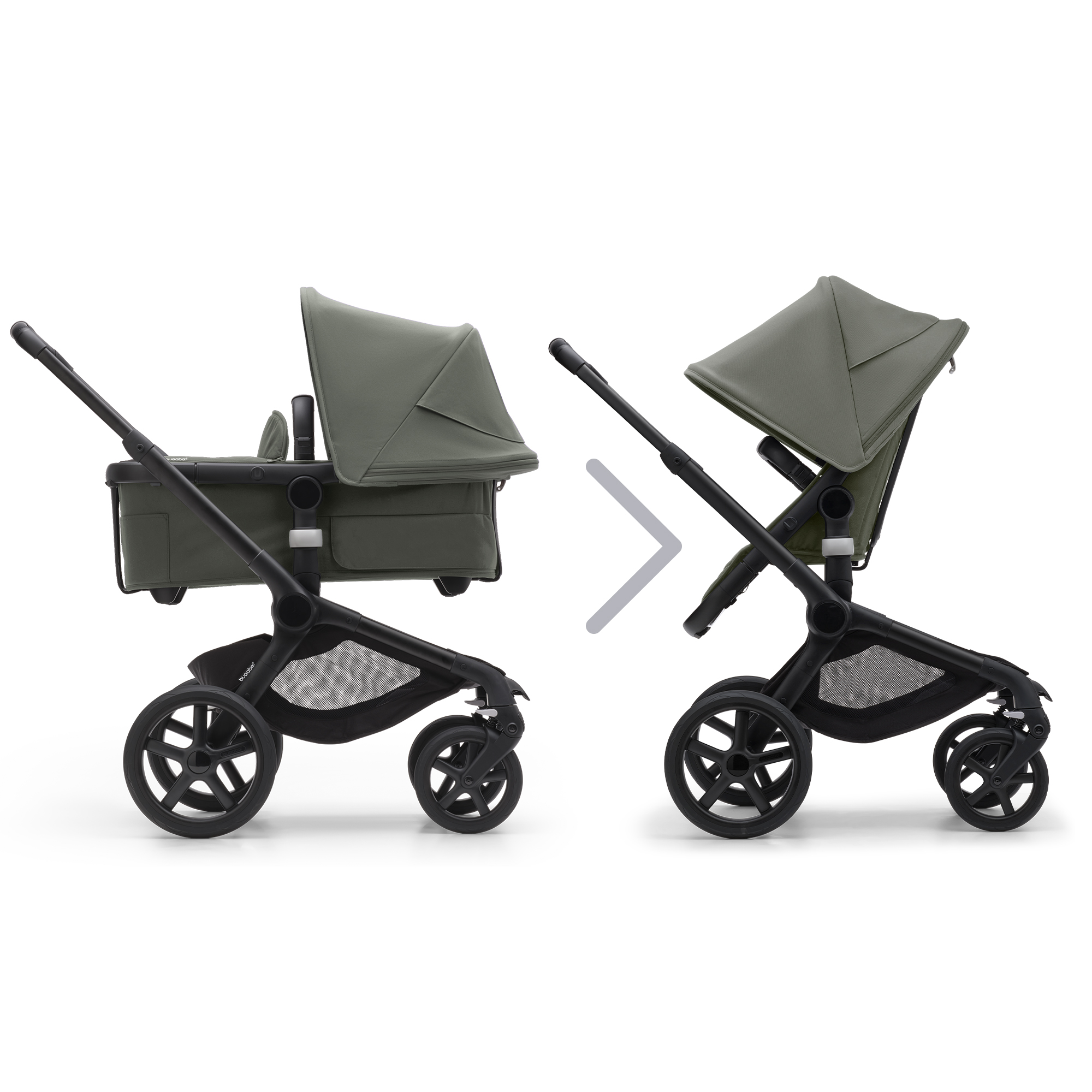 Fox 5 2-in-1 Komfort-Kinderwagen Schwarz/Forest Green - Jamouz