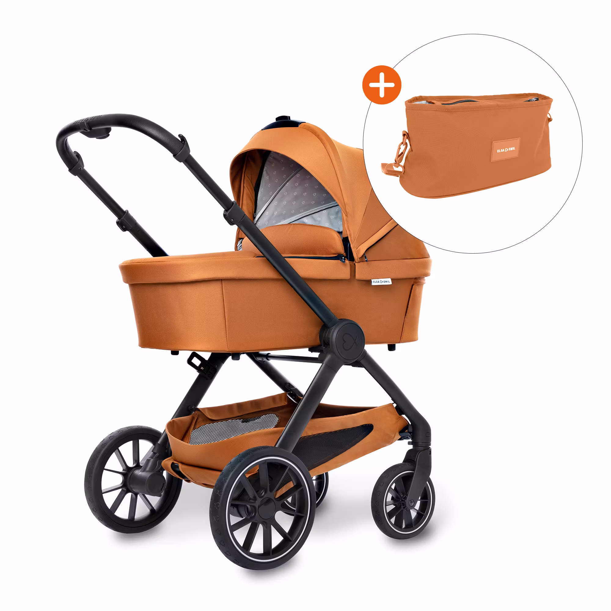 Set ELSA & EMIL Kinderwagen Krokodilgrün mit Organizer - Jamouz