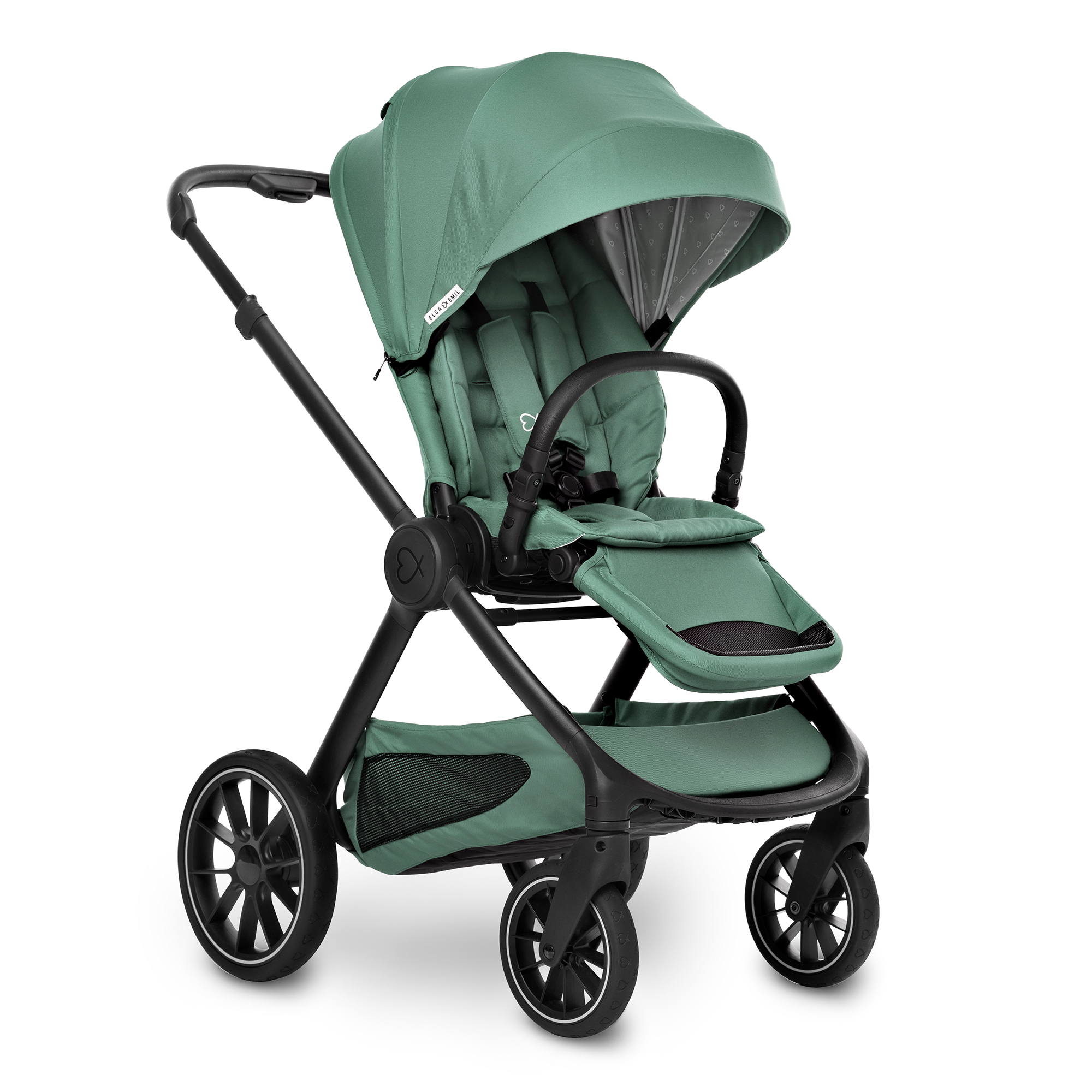 Set ELSA & EMIL Kinderwagen Krokodilgrün mit Organizer - Jamouz