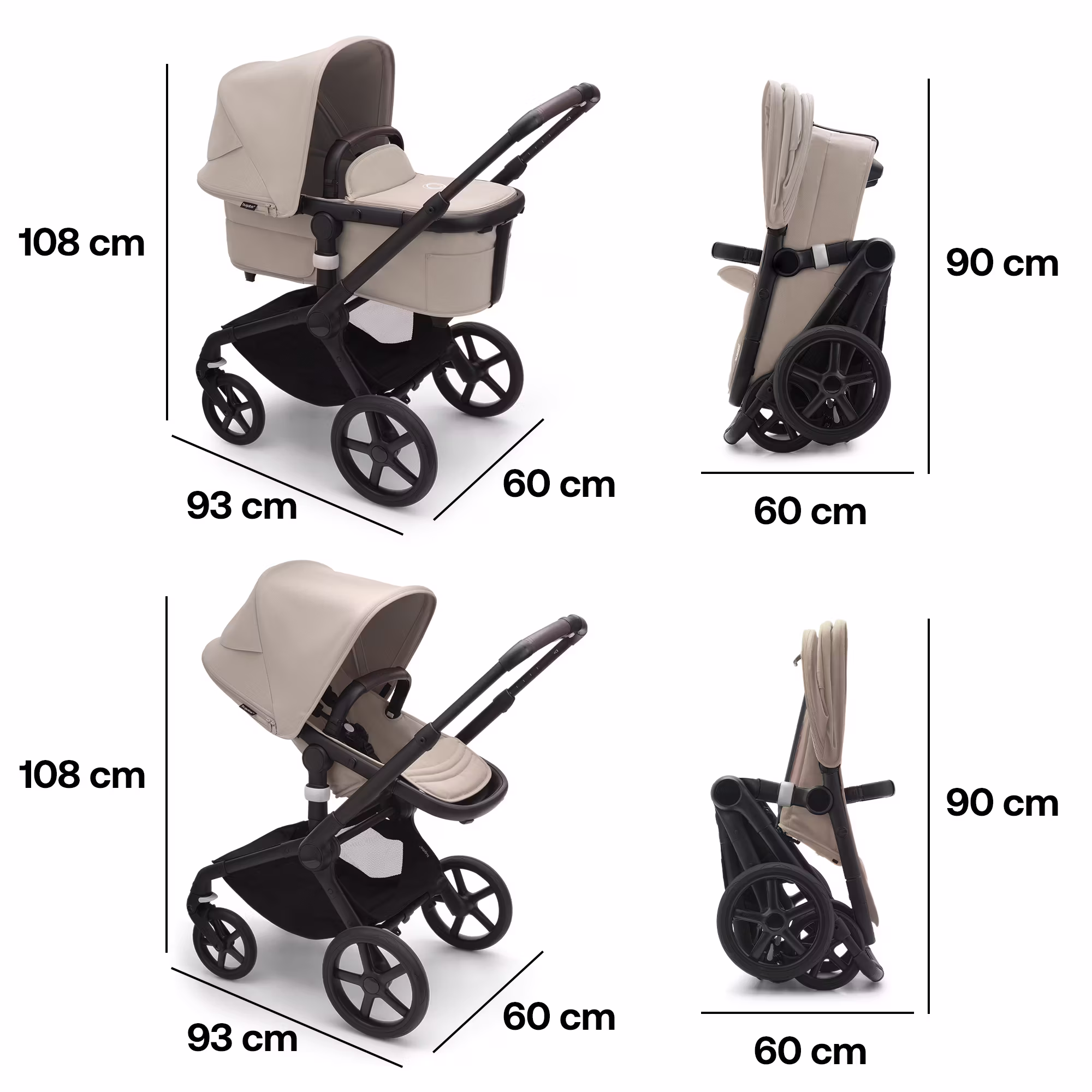 Fox 5 2-in-1 Komfort-Kinderwagen Schwarz/Forest Green - Jamouz