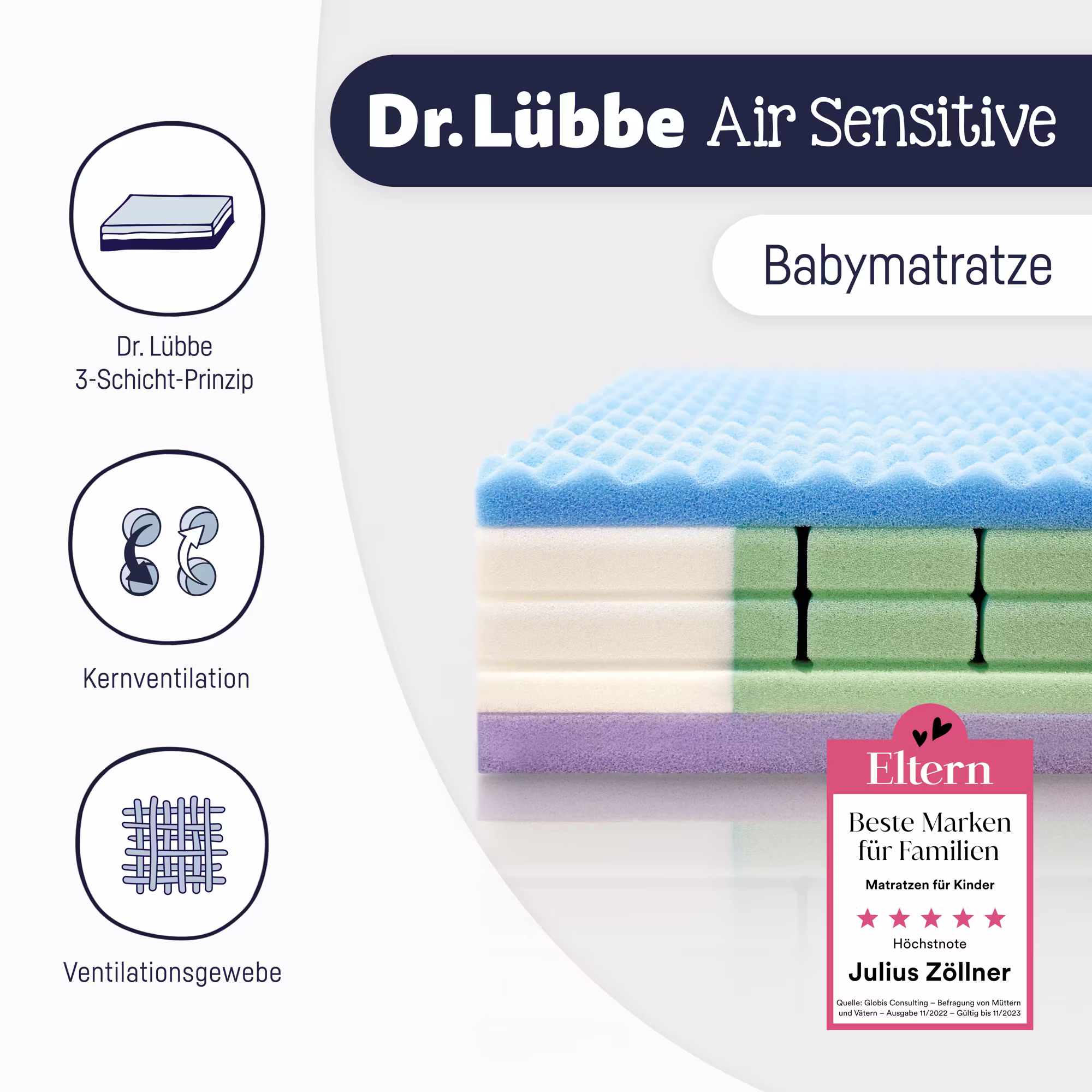 Matratze Dr. Lübbe Air Sensitive 60 x 120 cm - Jamouz