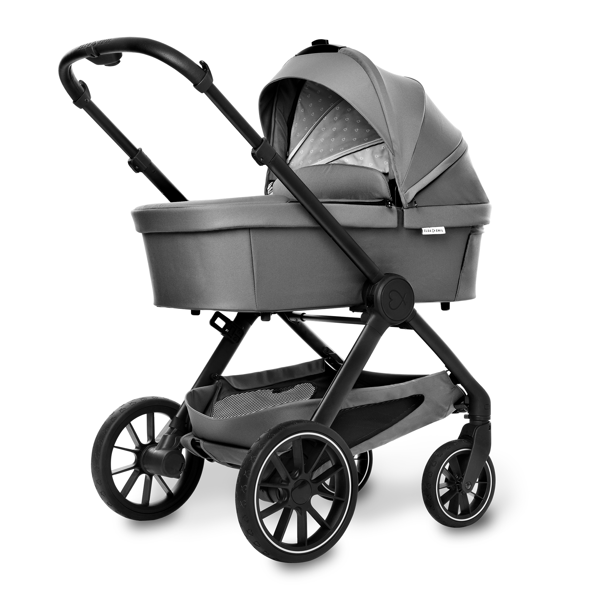 Set ELSA & EMIL Kinderwagen Elefantengrau mit Henkel-Rucksack - Jamouz