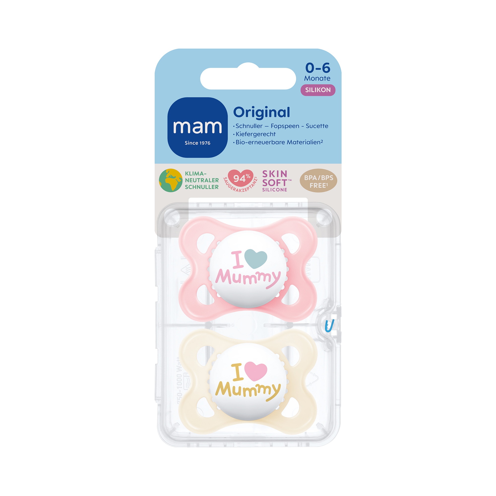 Beruhigungssauger Original Silikon Mummy 0 - 6 Monate - Jamouz
