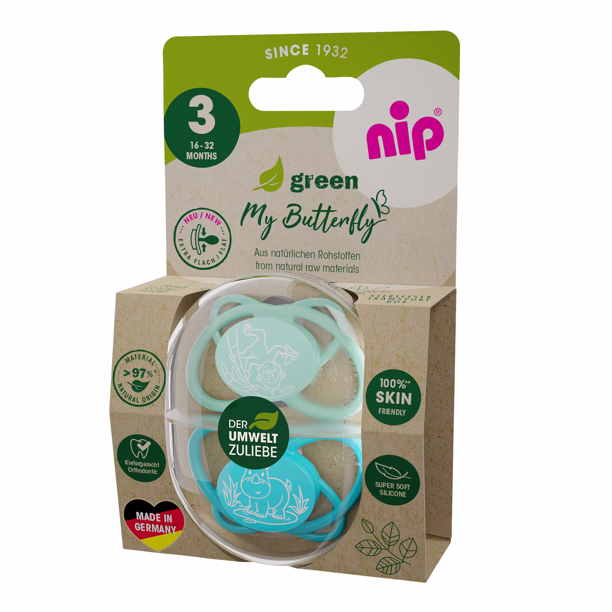 Beruhigungssauger My Butterfly Green 16 - 32 Monate - Jamouz