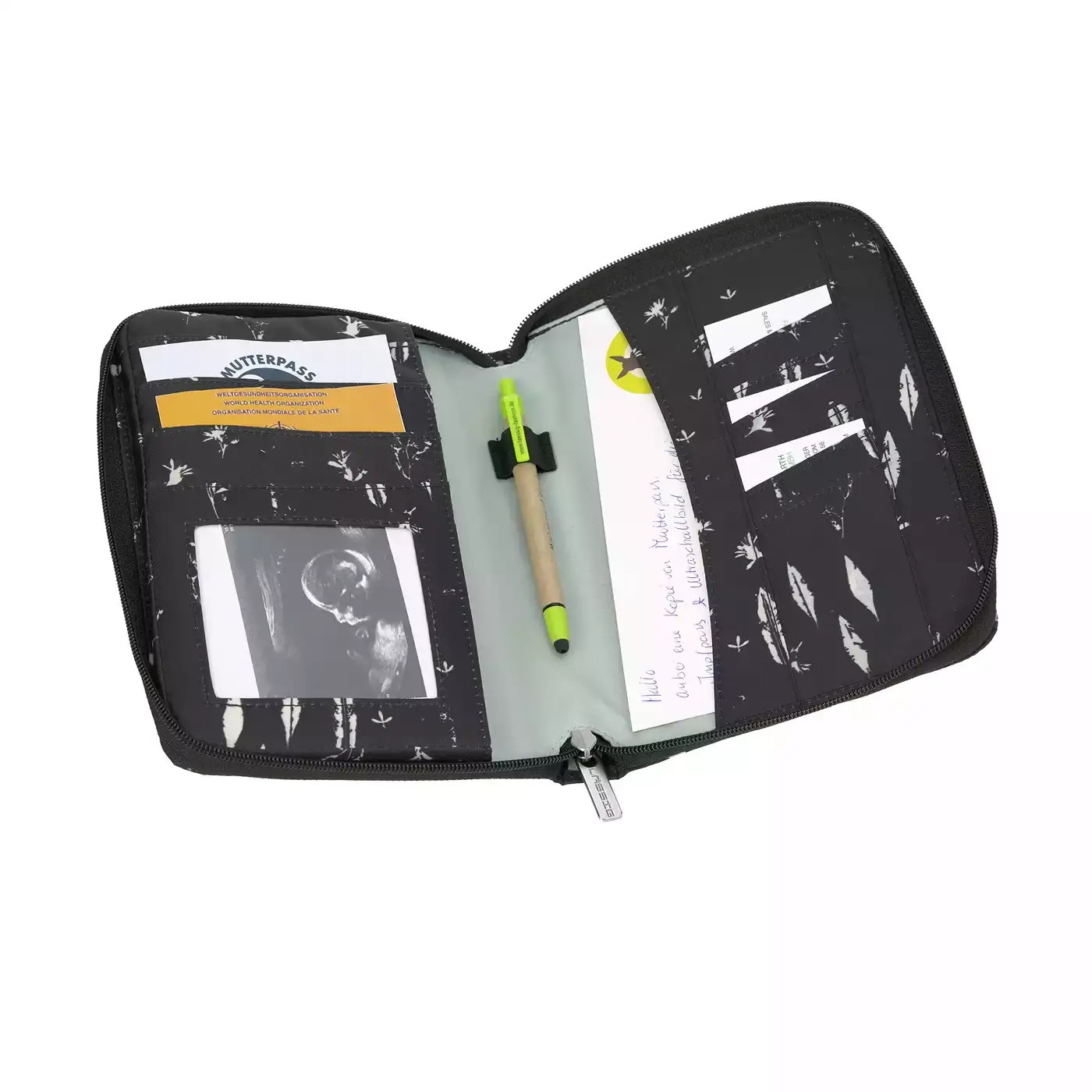 Mutterpasshülle Feathers Black - Jamouz