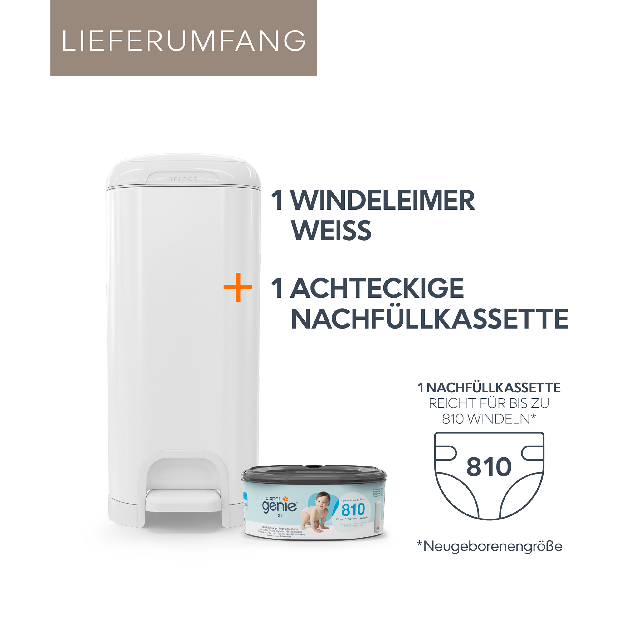 Diaper Genie Windeleimer Select Lilly White - Jamouz