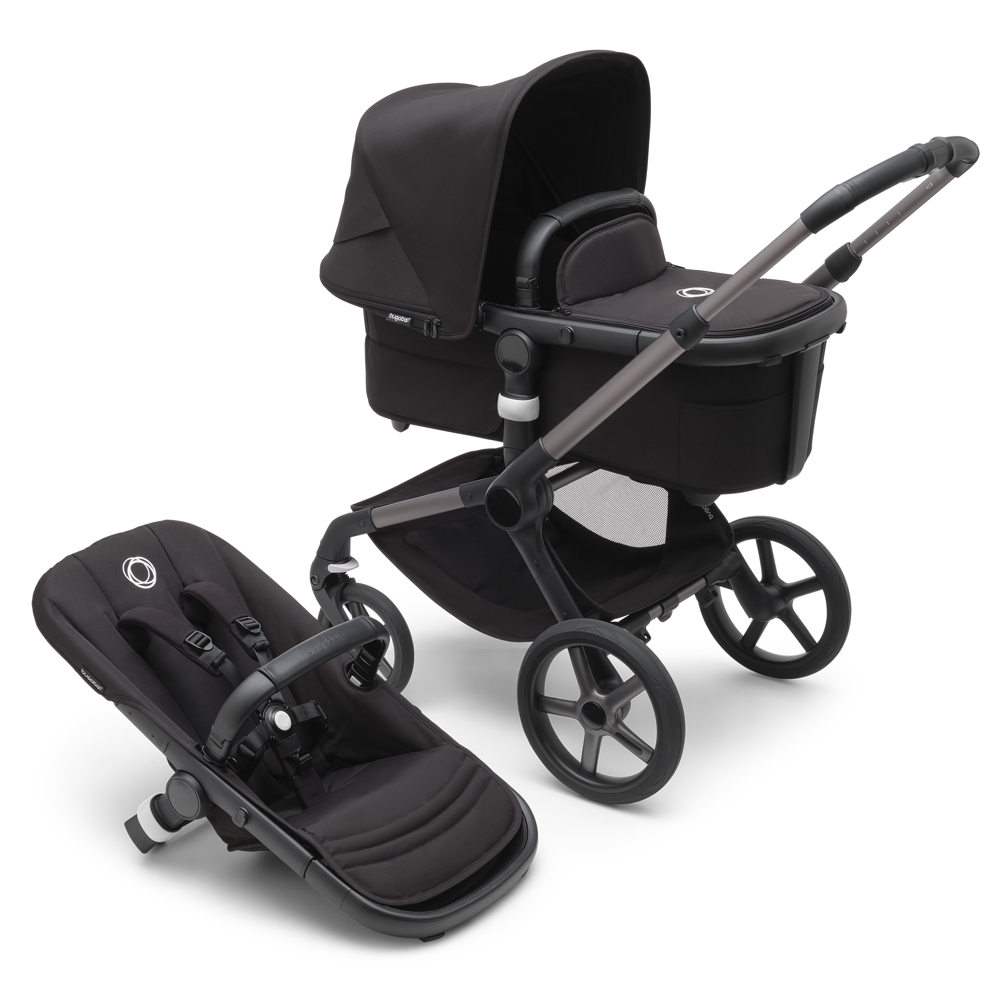 Fox 5 2-in-1 Komfort-Kinderwagen Schwarz/Forest Green - Jamouz