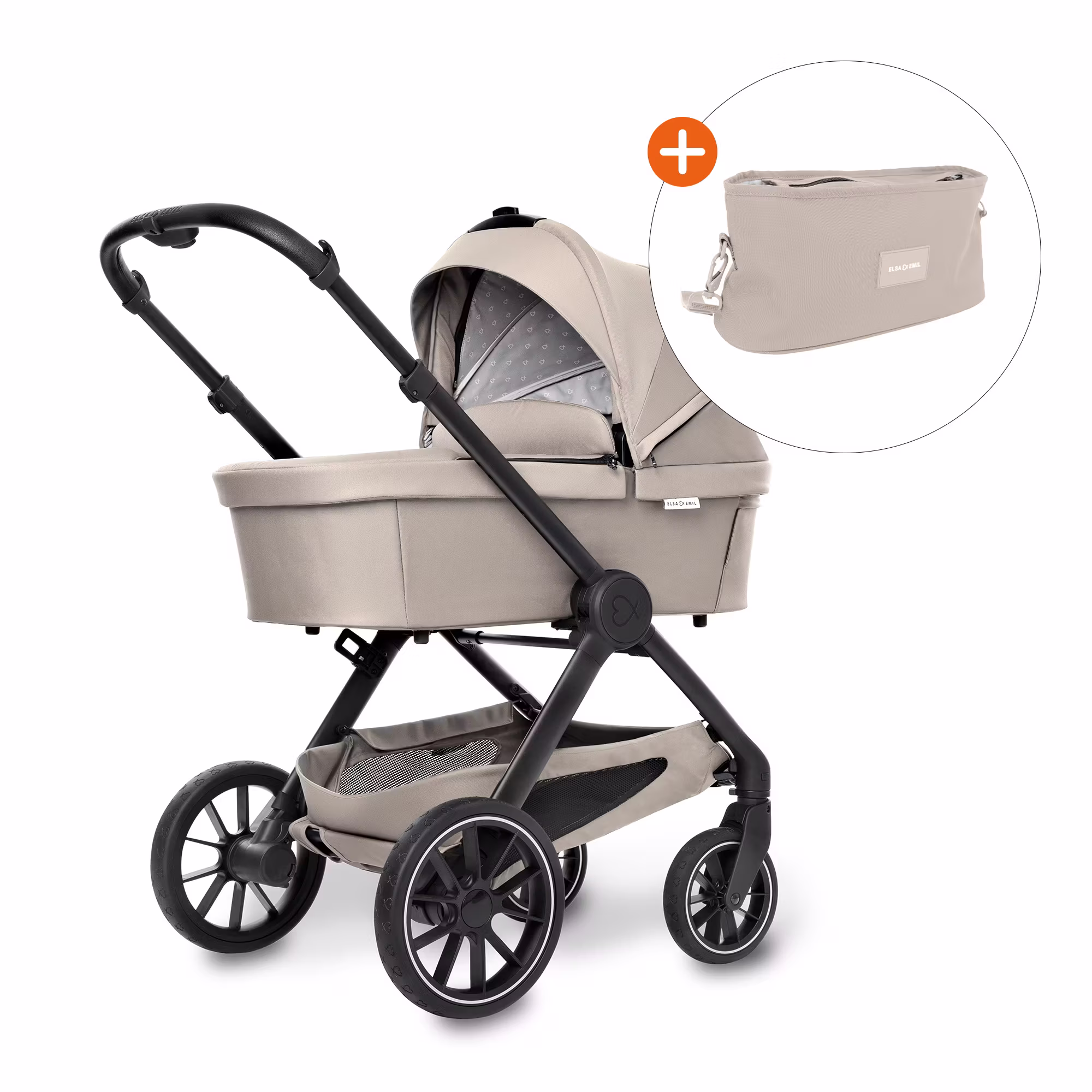 Set ELSA & EMIL Kinderwagen Krokodilgrün mit Organizer - Jamouz