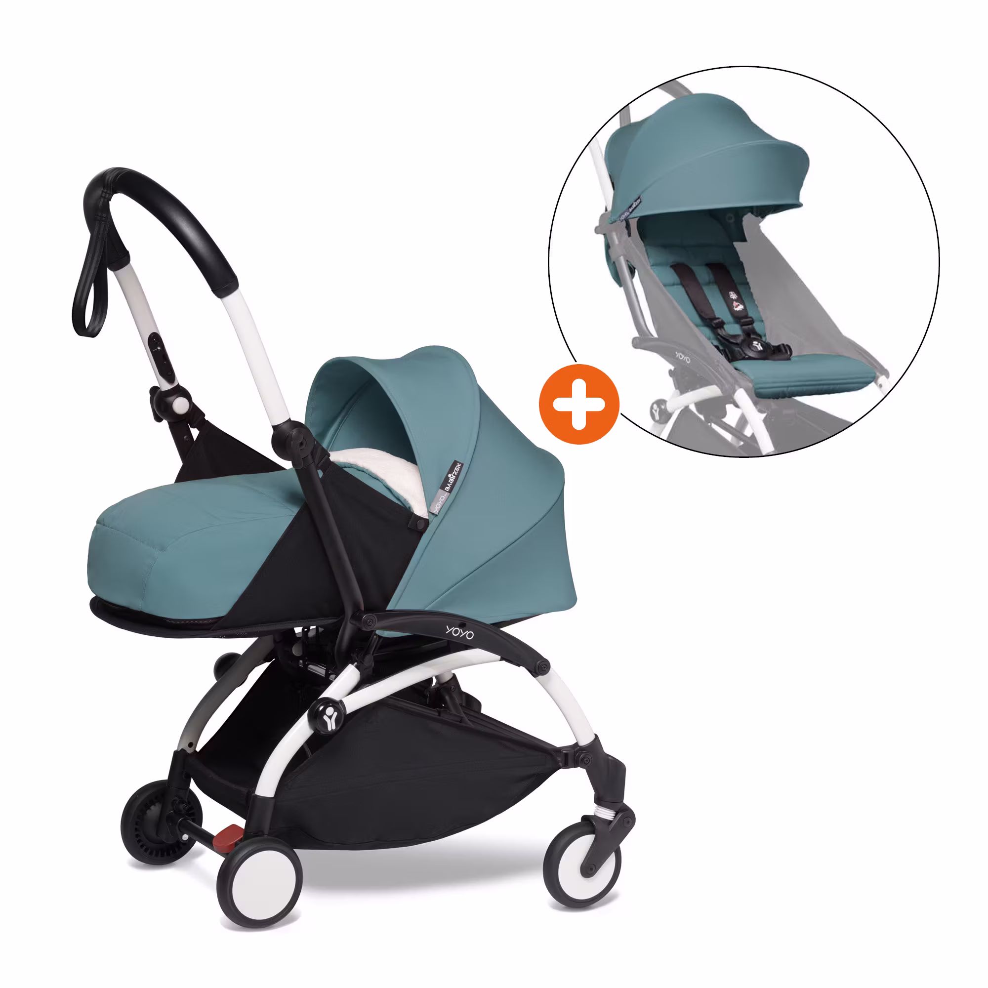 Set YOYO² Gestell und Neugeborenen-Set mit 6+ Textil-Set Aqua - Jamouz