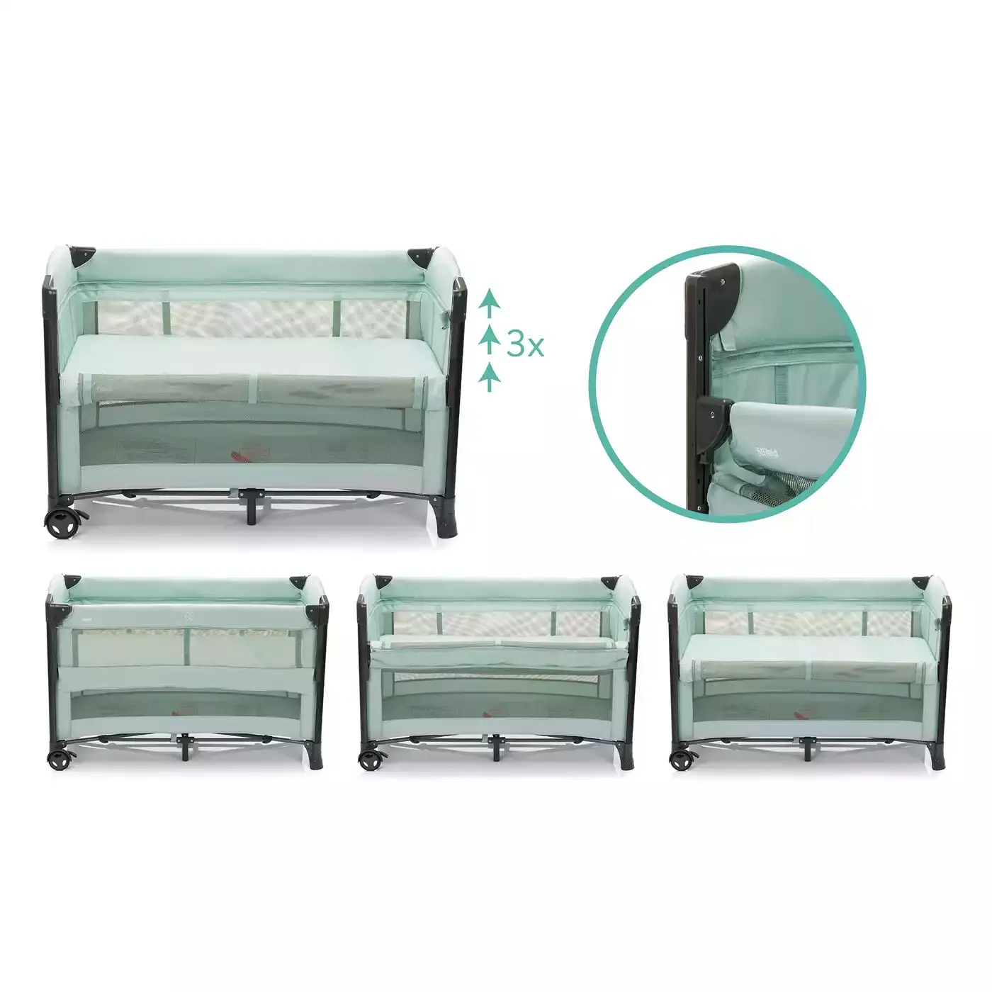 Beistellbett Zürich Mint - Jamouz