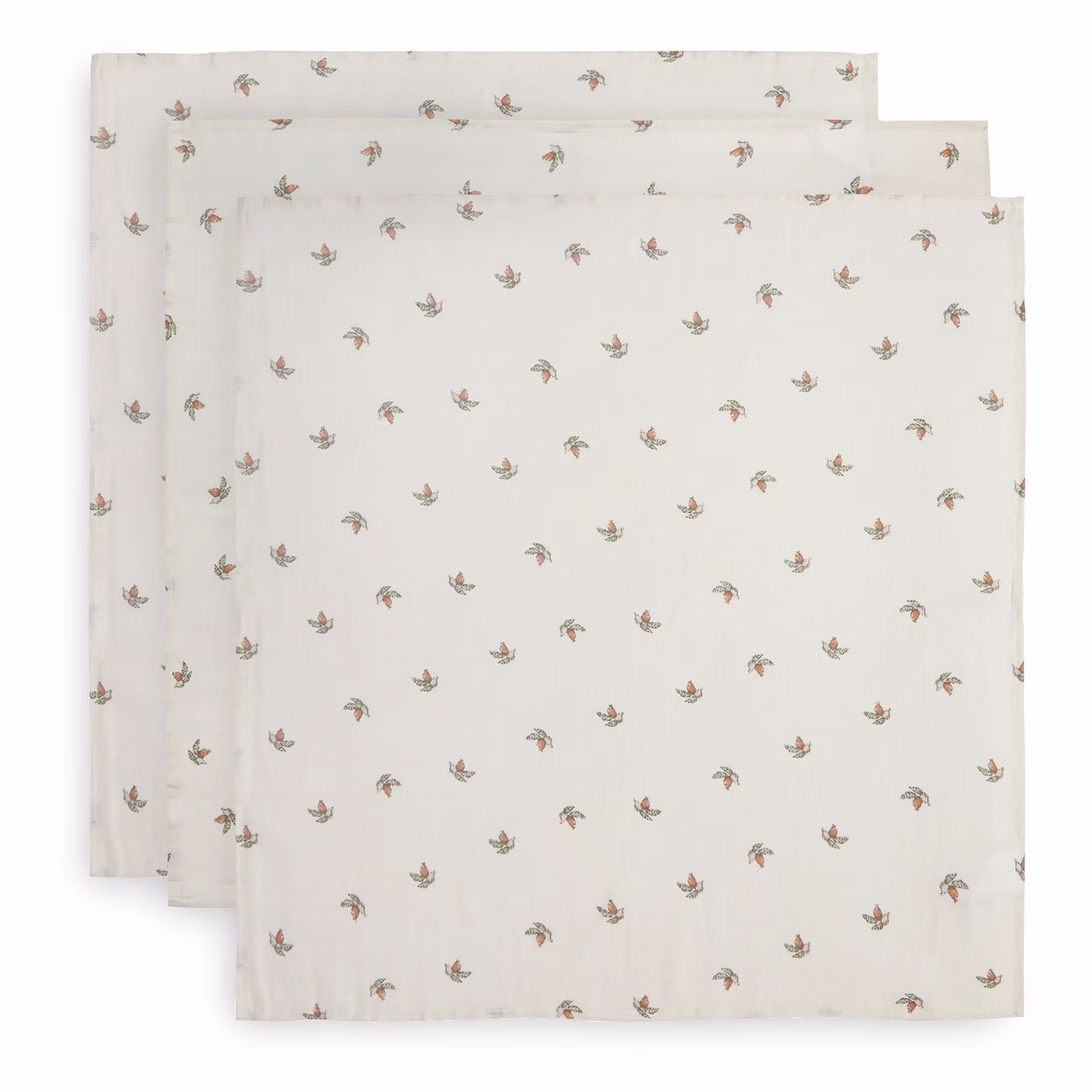 3er-Set Mulltücher Hagebutten 70x70cm - Jamouz