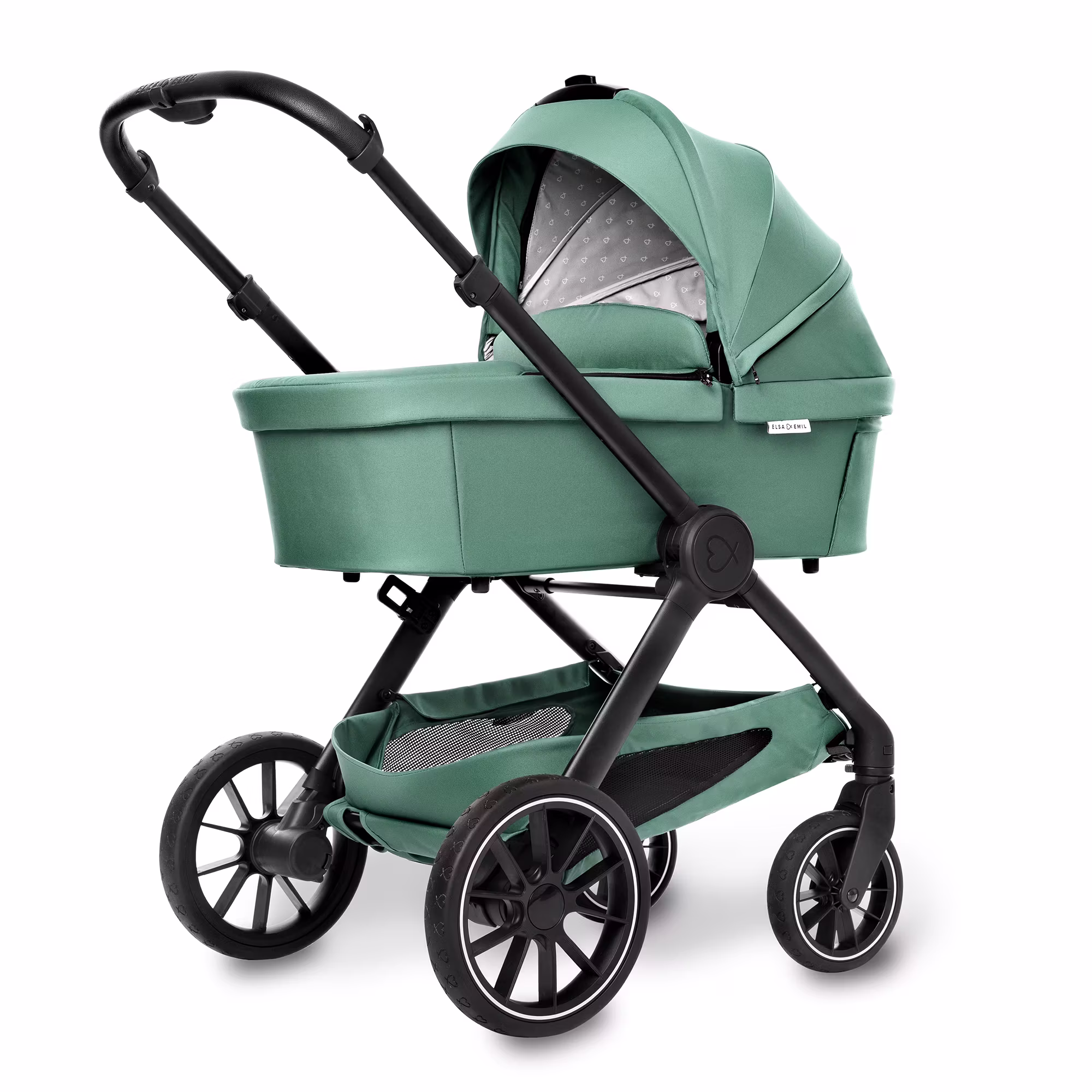 Set ELSA & EMIL Kinderwagen Krokodilgrün mit Organizer - Jamouz