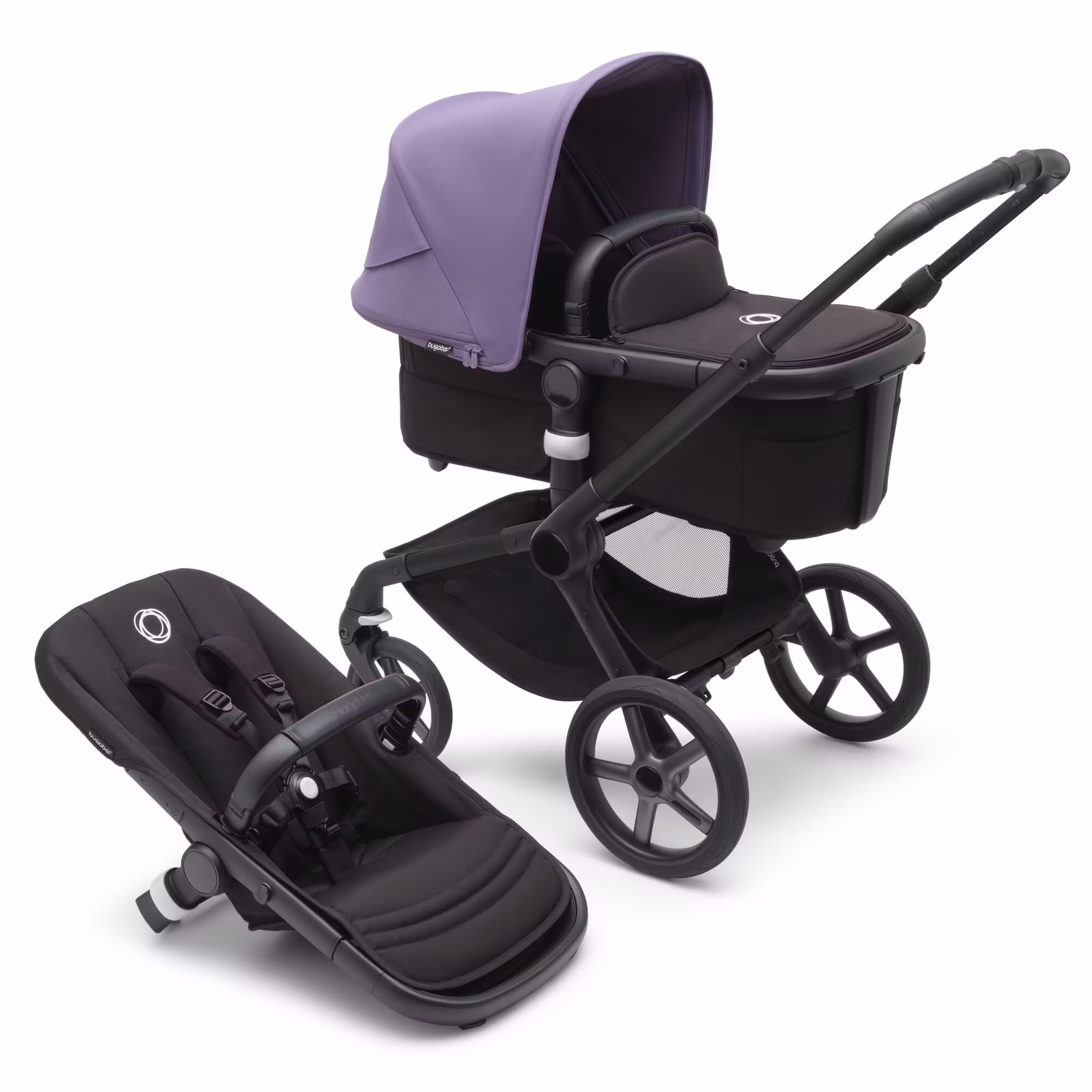 Set Fox 5 Basis Black / Midnight Black mit Sonnendach Astro Purple - Jamouz