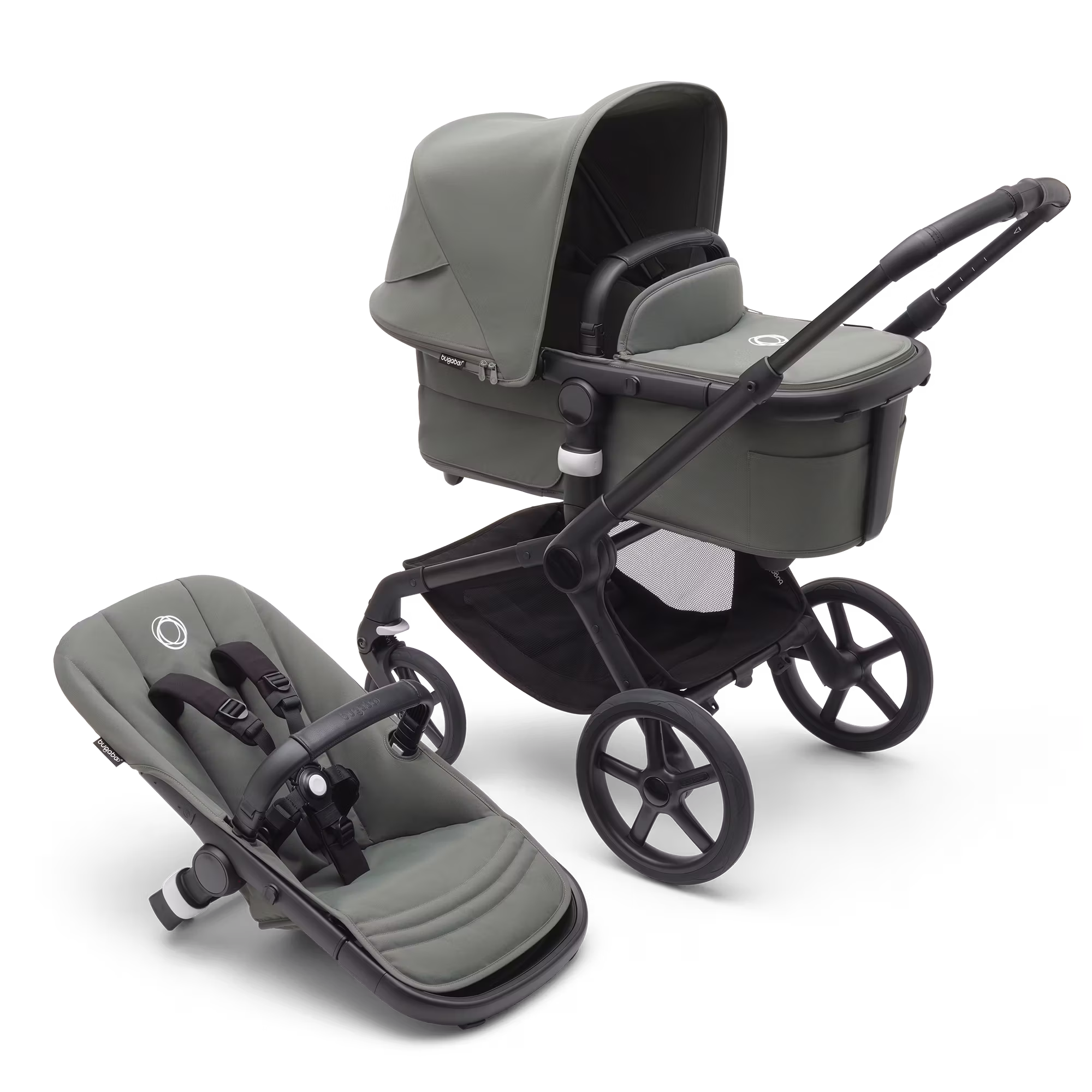 Fox 5 2-in-1 Komfort-Kinderwagen Schwarz/Forest Green - Jamouz