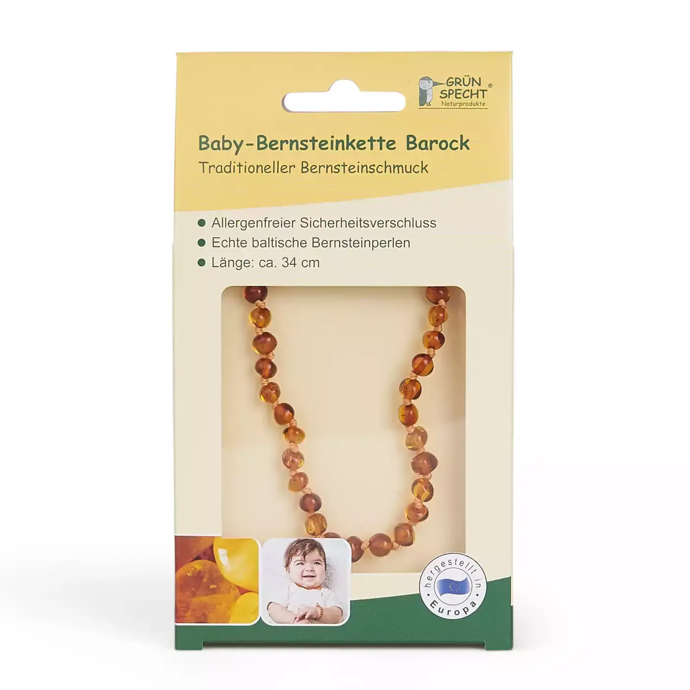 Bernsteinkette Barock congac - Jamouz