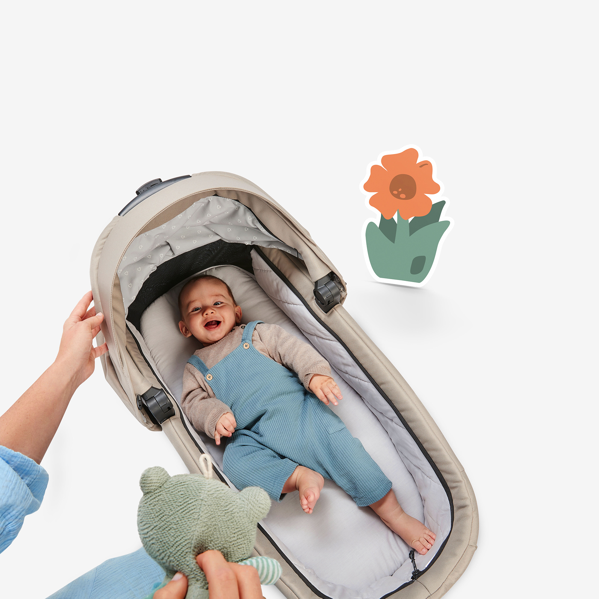 Set ELSA & EMIL Kinderwagen Krokodilgrün mit Organizer - Jamouz