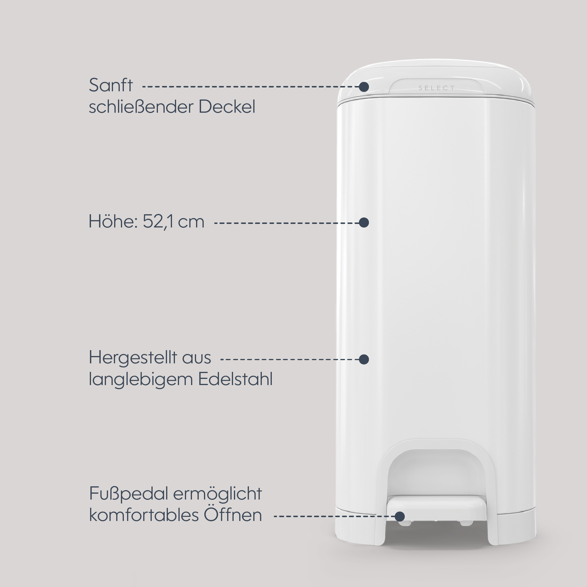 Diaper Genie Windeleimer Select Lilly White - Jamouz