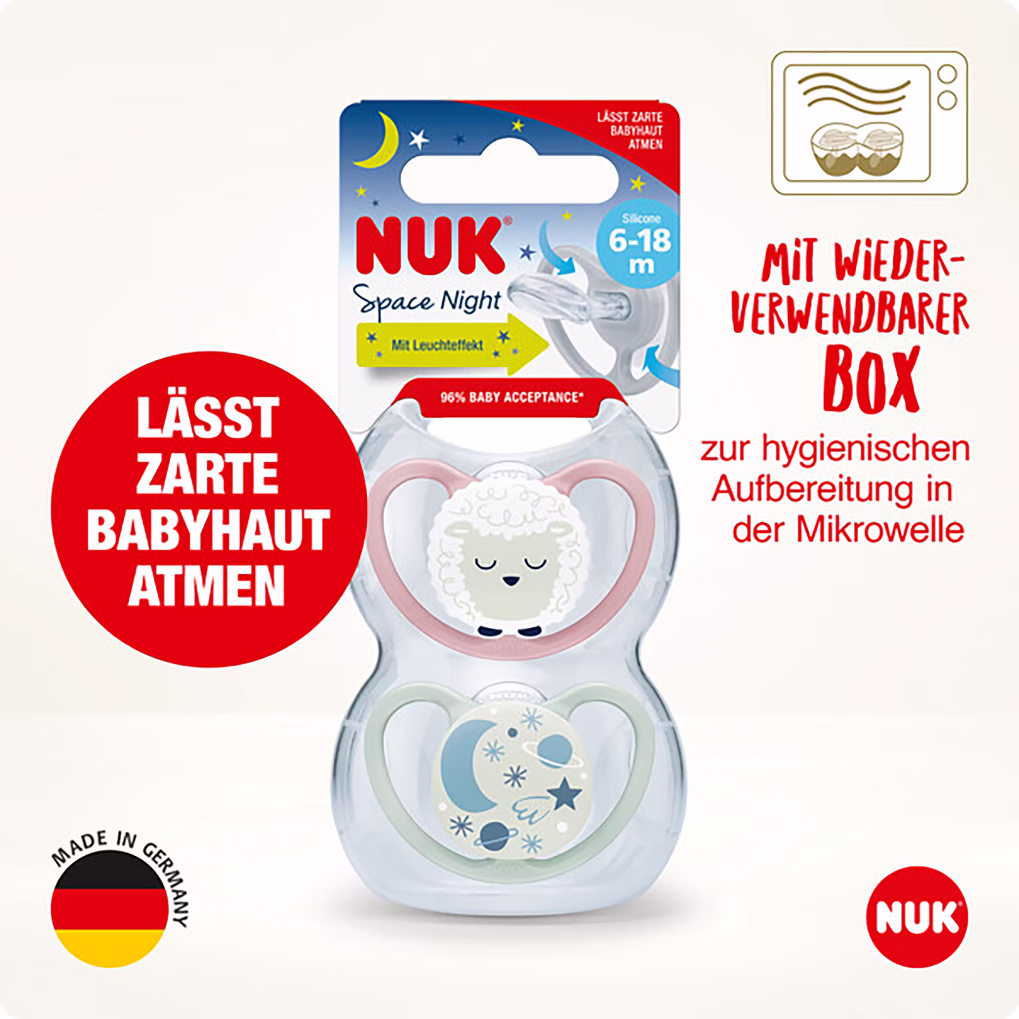 Beruhigungssauger Space Night 6-18 Monate Schaf - Jamouz