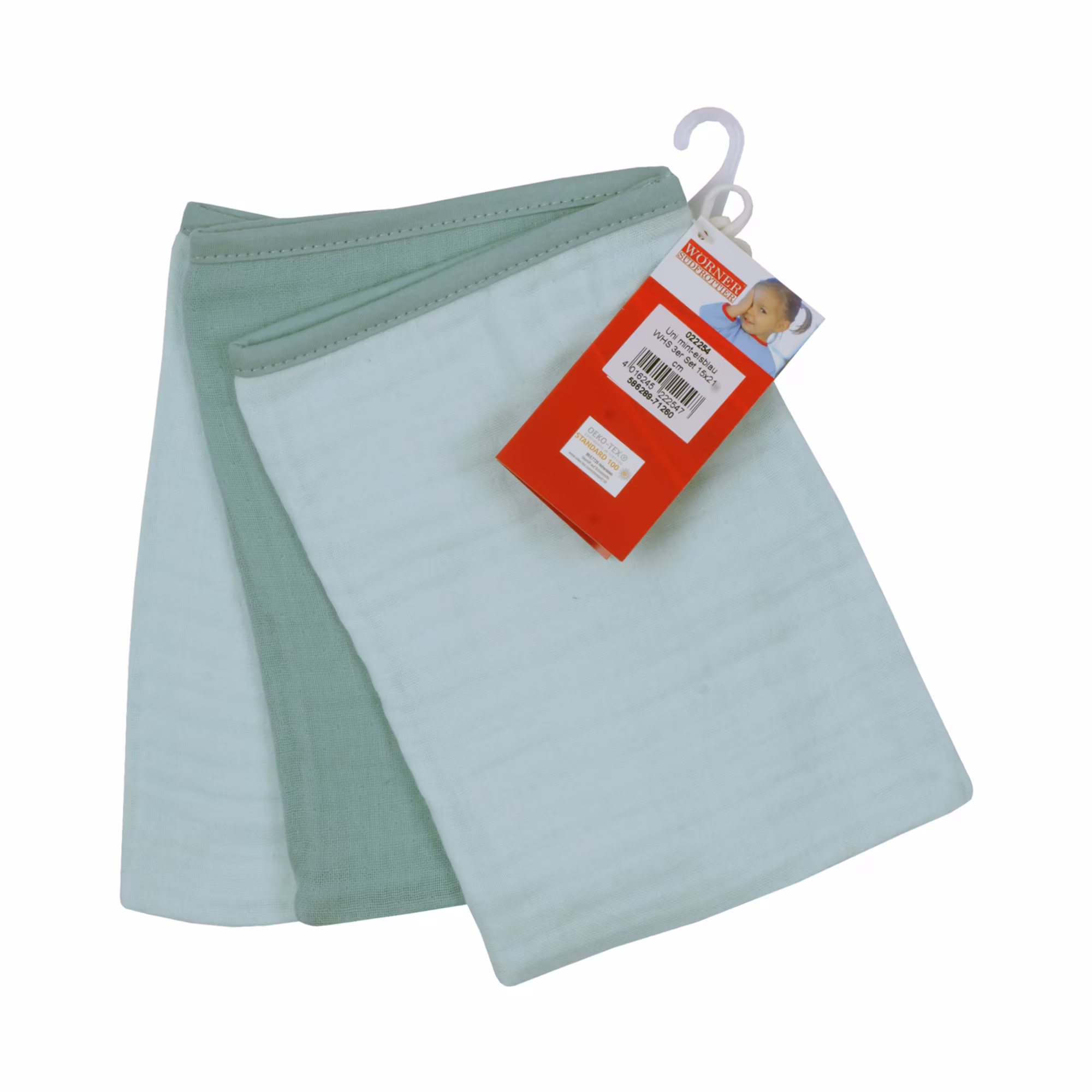 3er-Set Waschhandschuhe Mint-Eisblau - Jamouz