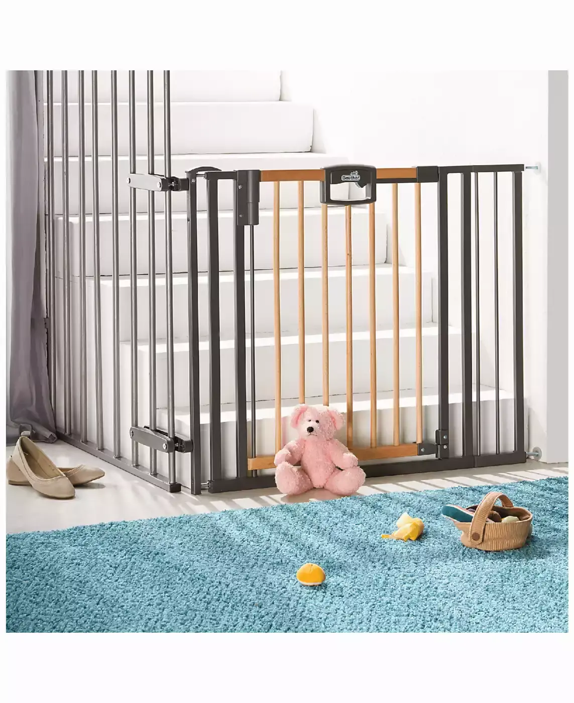 Treppenschutzgitter Easylock Wood Plus 84,5 - 92,5 cm - Jamouz