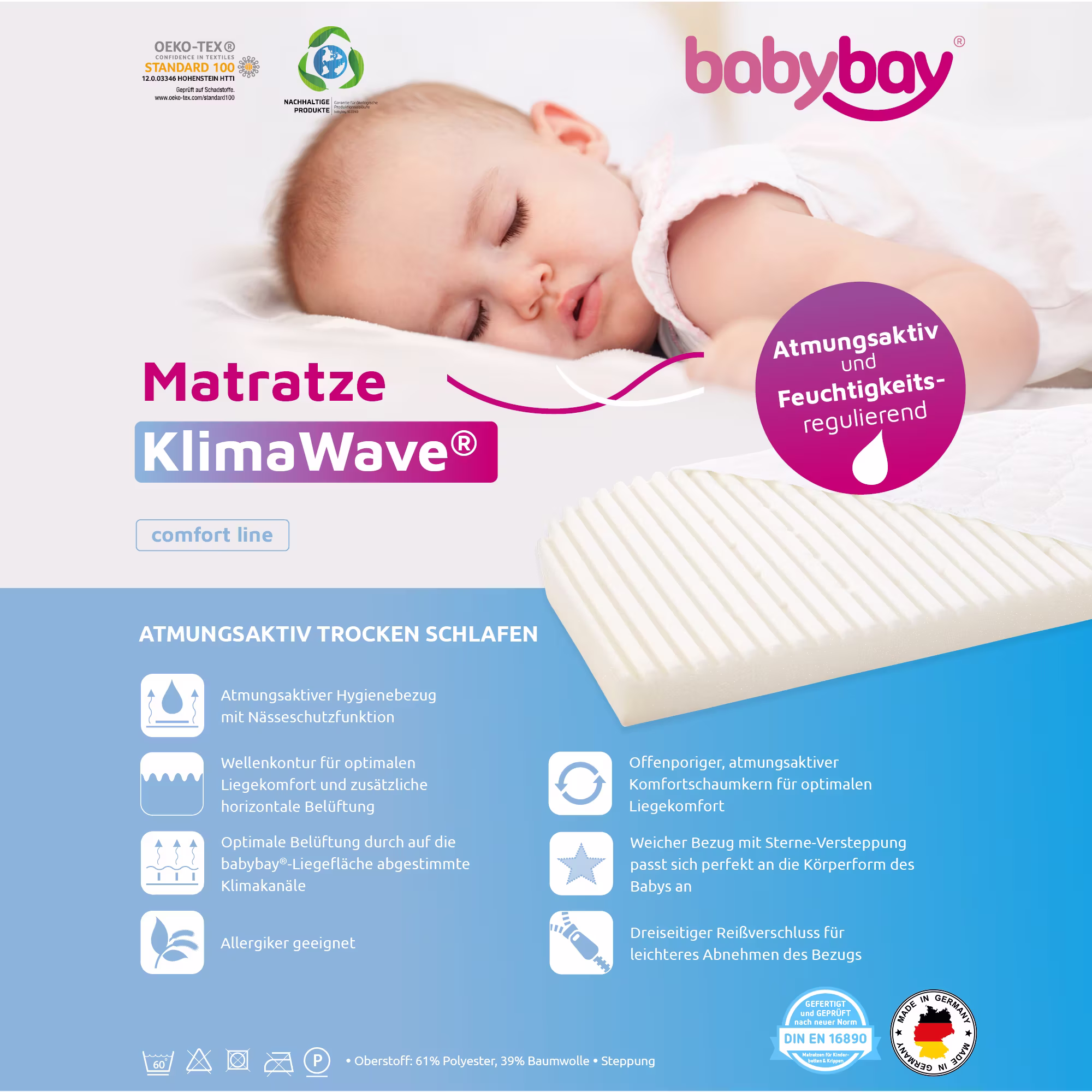 babybay Matratze Klima Wave Boxspring XXL - Jamouz