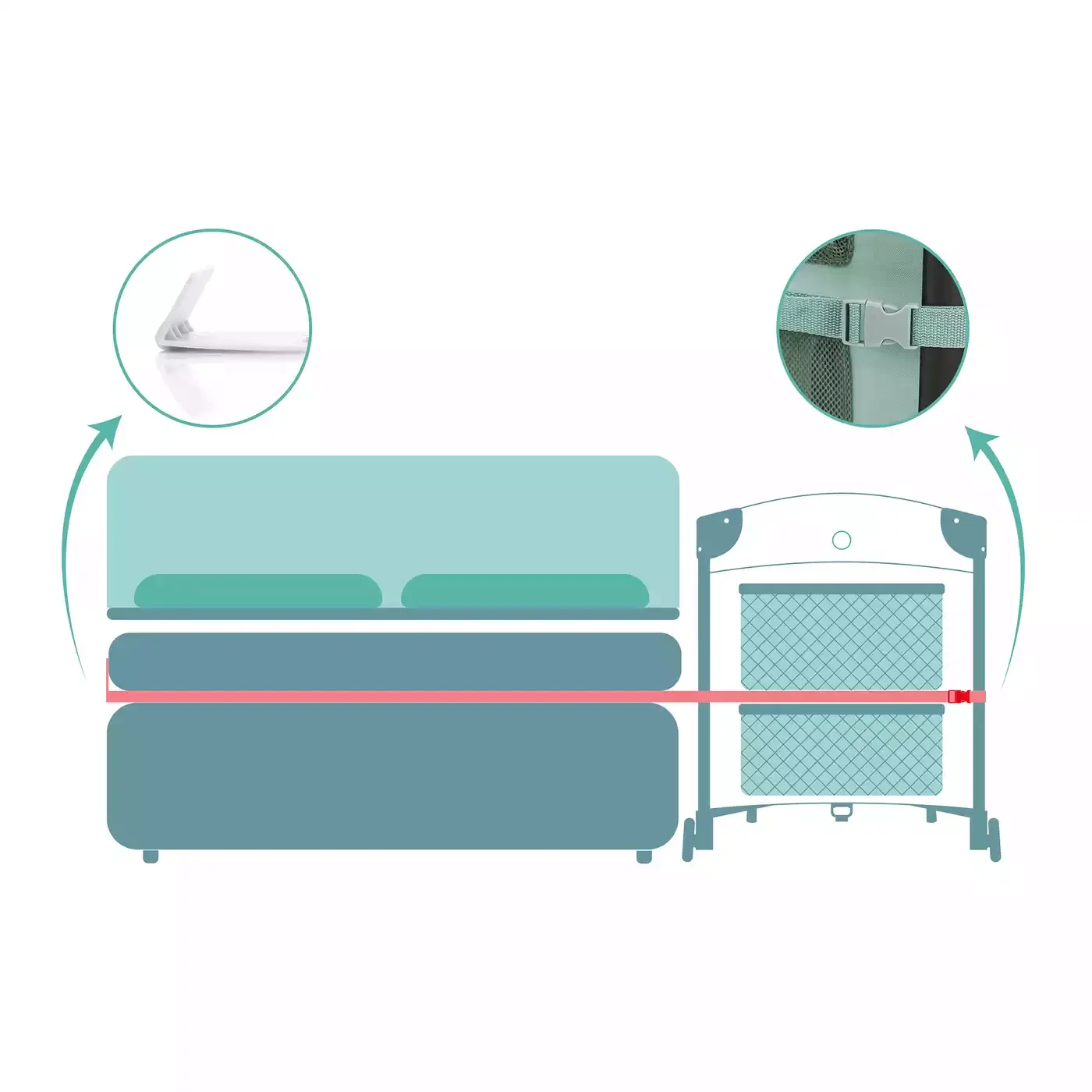 Beistellbett Zürich Mint - Jamouz