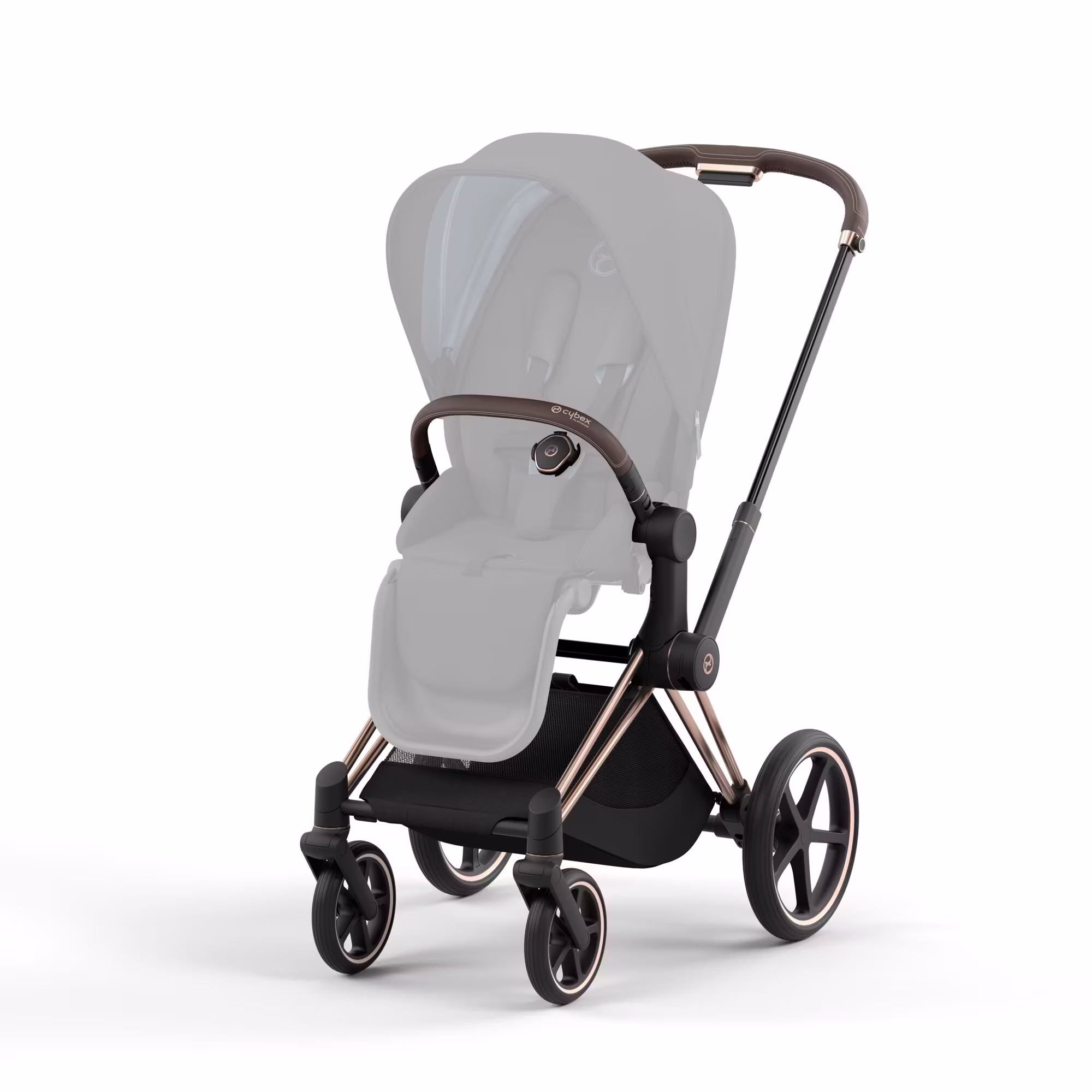 Set Priam Rahmen Chrome Brown mit Sitzpaket Plus und Wanne Lux Plus Midnight Blue - Jamouz
