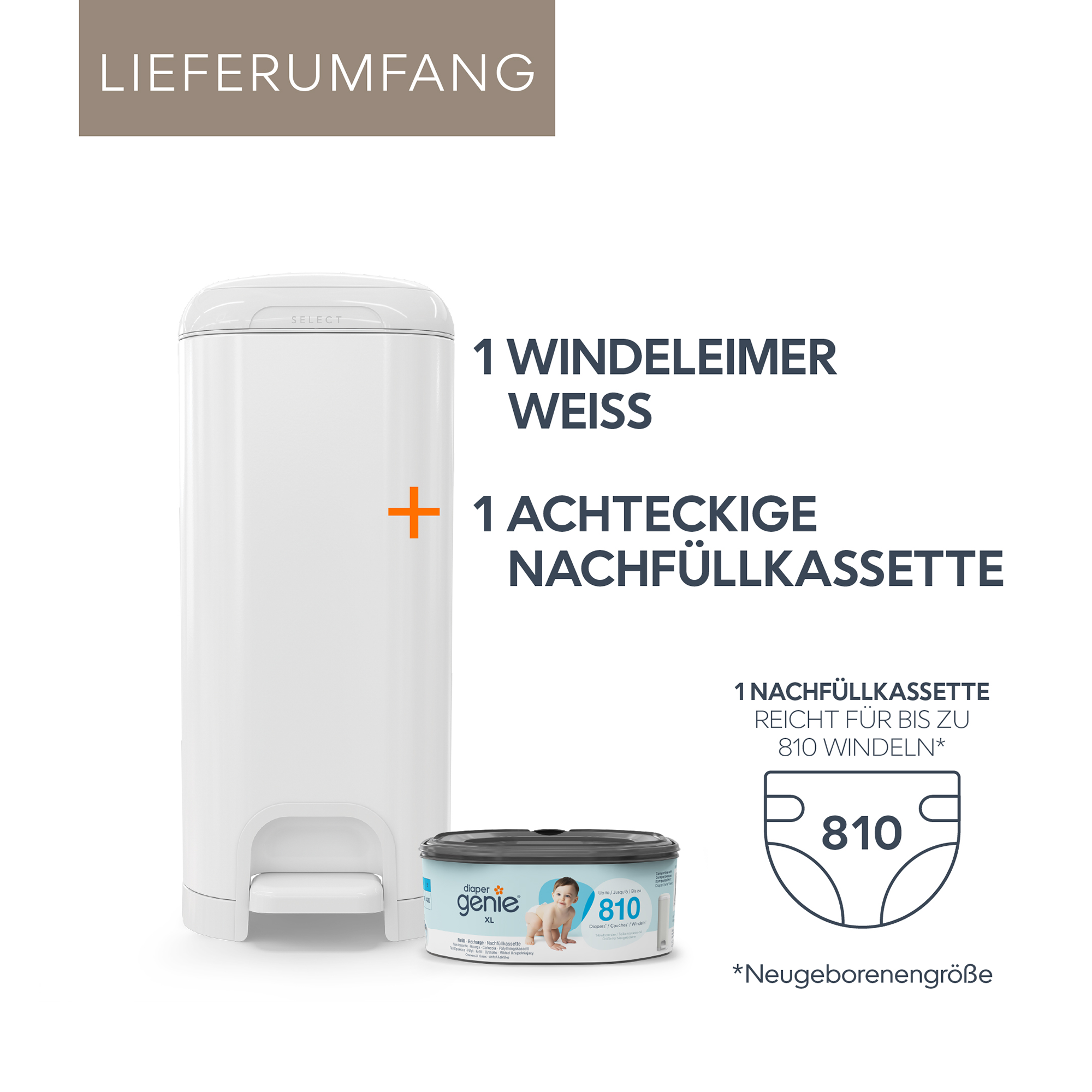 Diaper Genie Windeleimer Select Lilly White - Jamouz