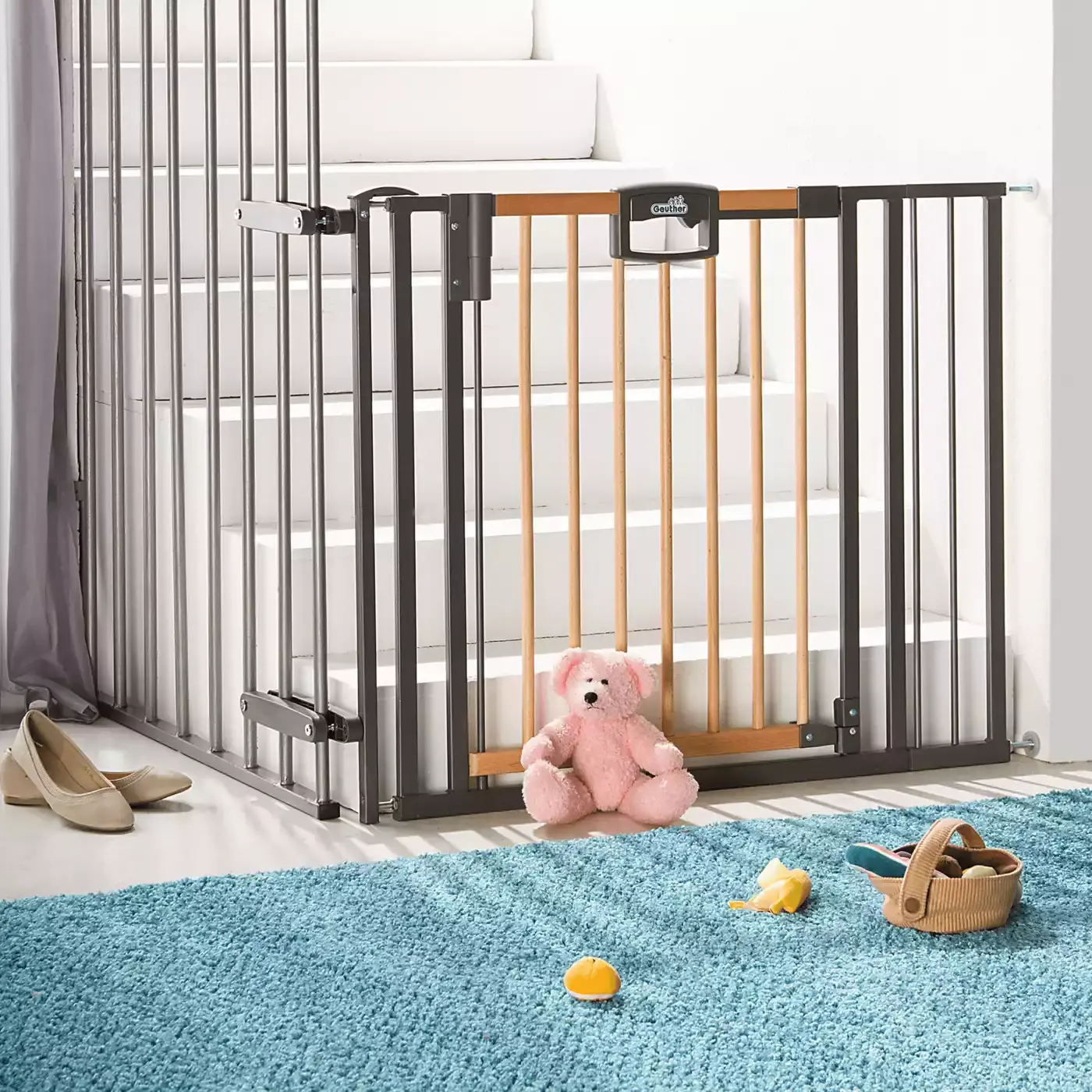 Treppenschutzgitter Easylock Wood Plus 84,5 - 92,5 cm - Jamouz