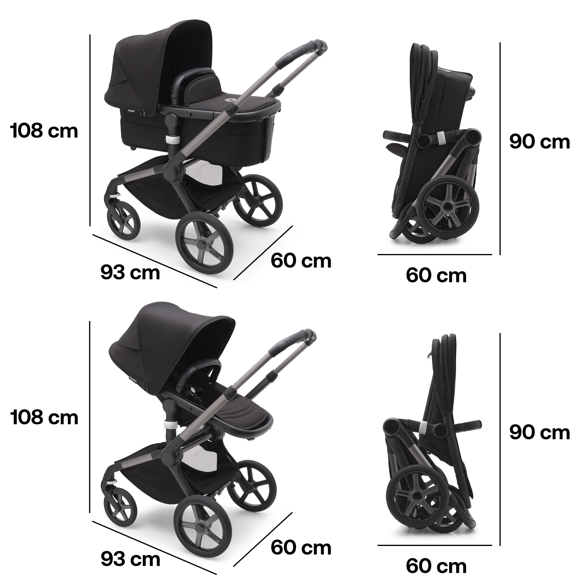 Fox 5 2-in-1 Komfort-Kinderwagen Schwarz/Forest Green - Jamouz